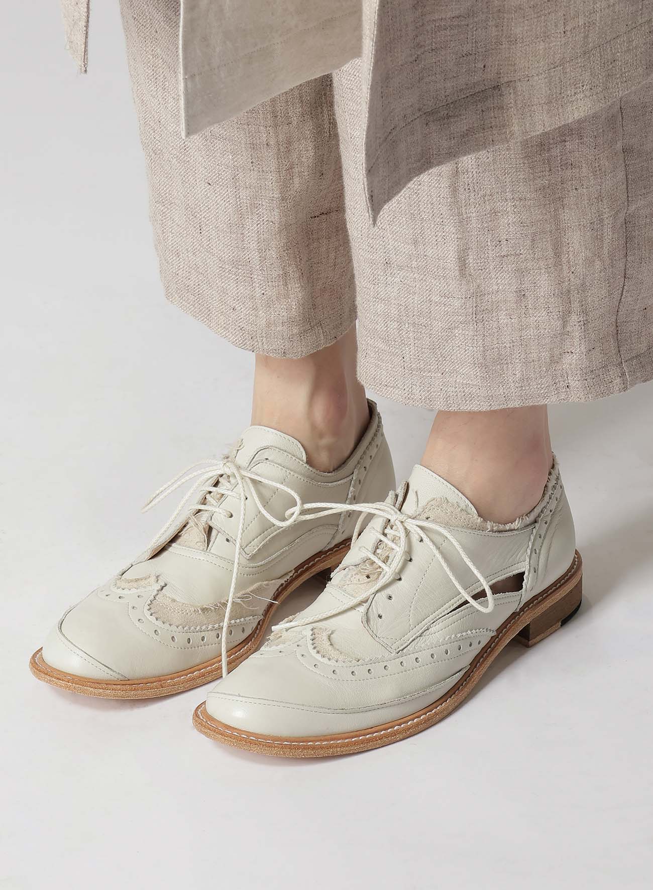 Stylish Cotton Linen & Leather Wingtip Shoes for Men - Comfortable Breathable Dress Shoes for Business, Weddings & Formal Occasions