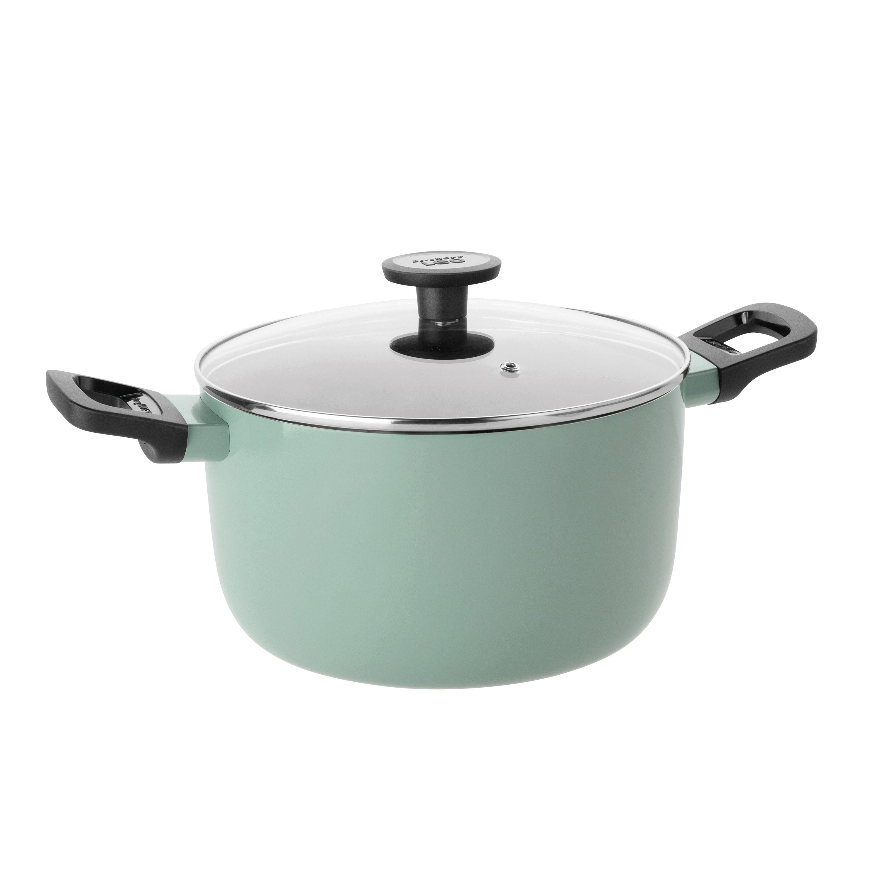 BergHOFF Sage Non-Stick Aluminum Stockpot 9.5 Quart (5.9L) with Glass Lid – Perfect for Soups, Stews, Pasta & Family Cooking