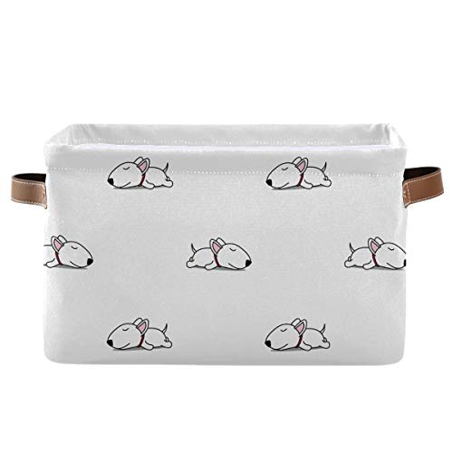 Cute Bull Terrier Puppy Storage Basket with Handles - Rectangular Toy Organizer Bin for Kids Room, Pet Supplies, Laundry & Closet Organization | Perfect for Nursery, Playroom & Bedroom Storage