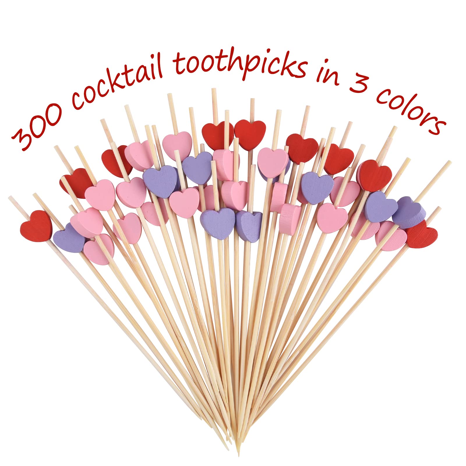 ELECLAND 300-Pack Wooden Heart Cocktail Picks - 4.7 Inch Valentine's Day Appetizer Forks for Party Decor, Fruit Skewers & Drink Garnishes | Perfect for Weddings, Bridal Showers & Romantic Dinner Decorations