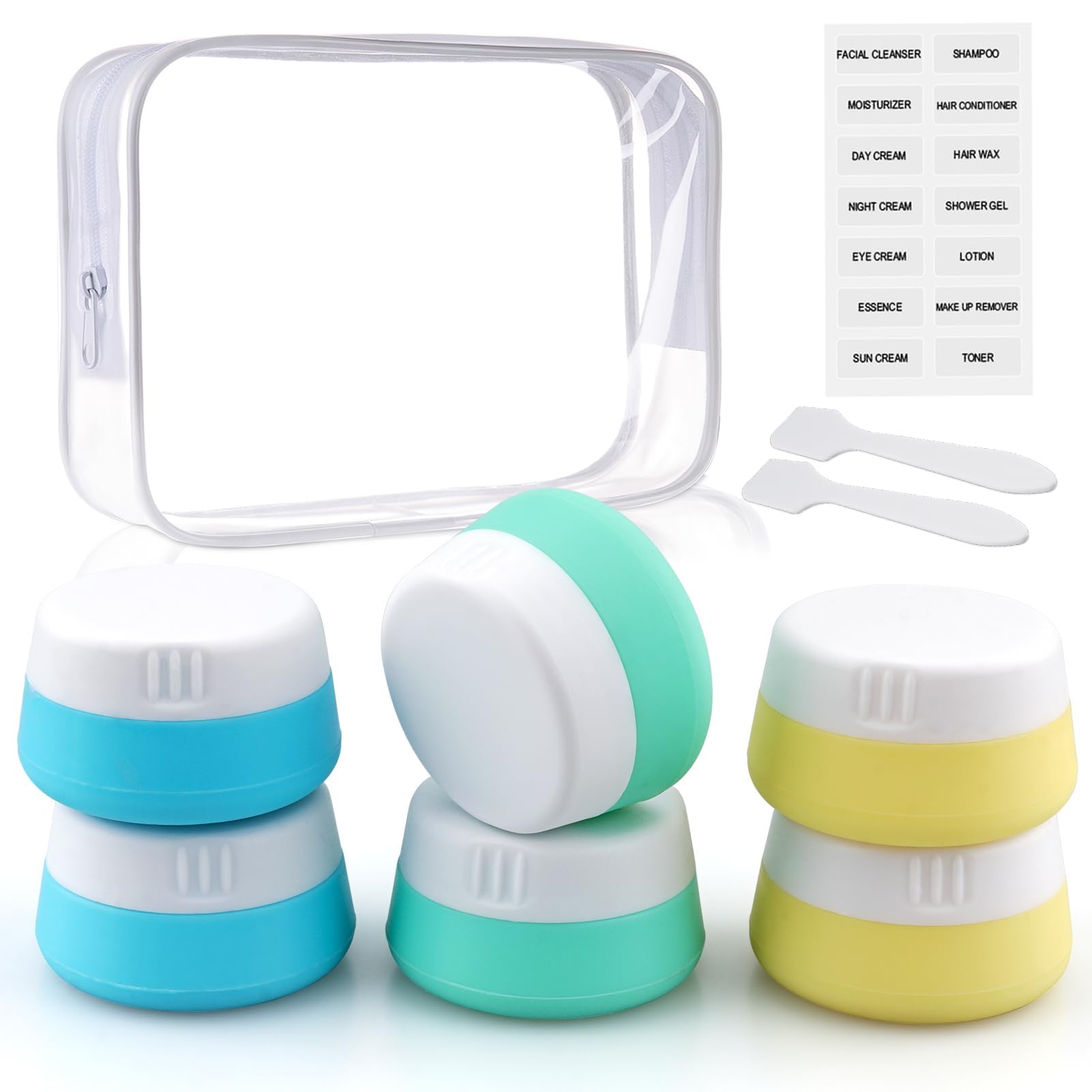 6 Pack 0.7oz TSA Approved Silicone Travel Containers with Lids - Leak Proof Toiletry Bottles for Shampoo, Lotion & Cosmetics - Perfect for Air Travel, Camping & Gym Essentials