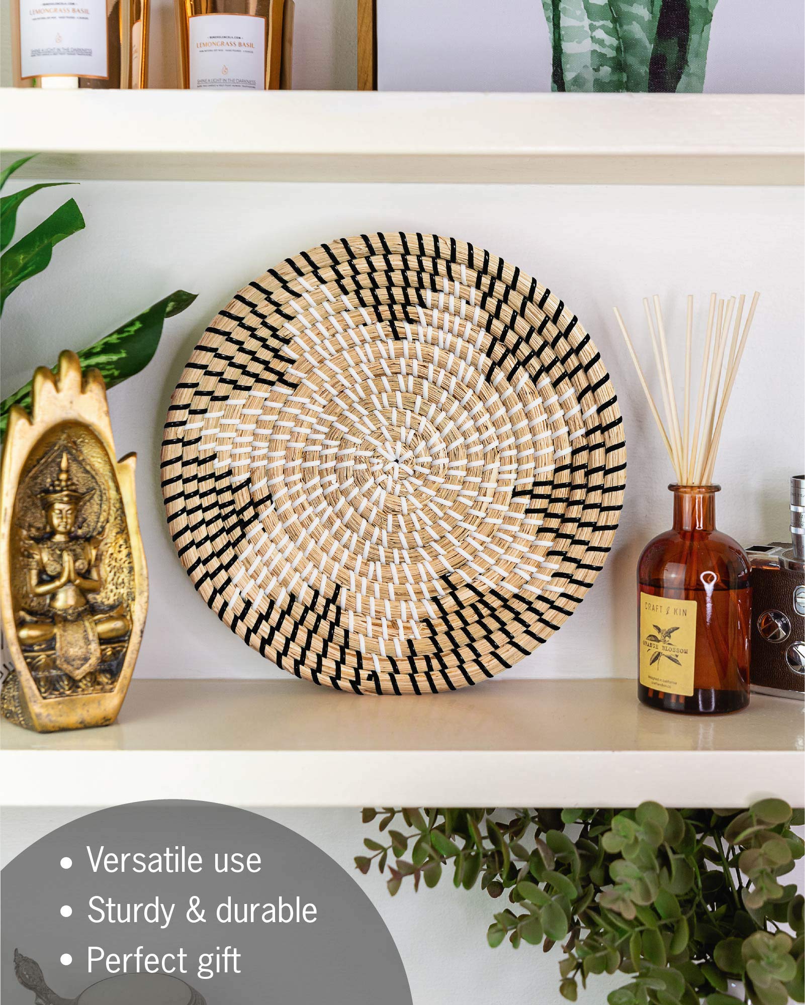 Handmade Boho Woven Wall Basket - Home Decor for Bedroom & Living Room