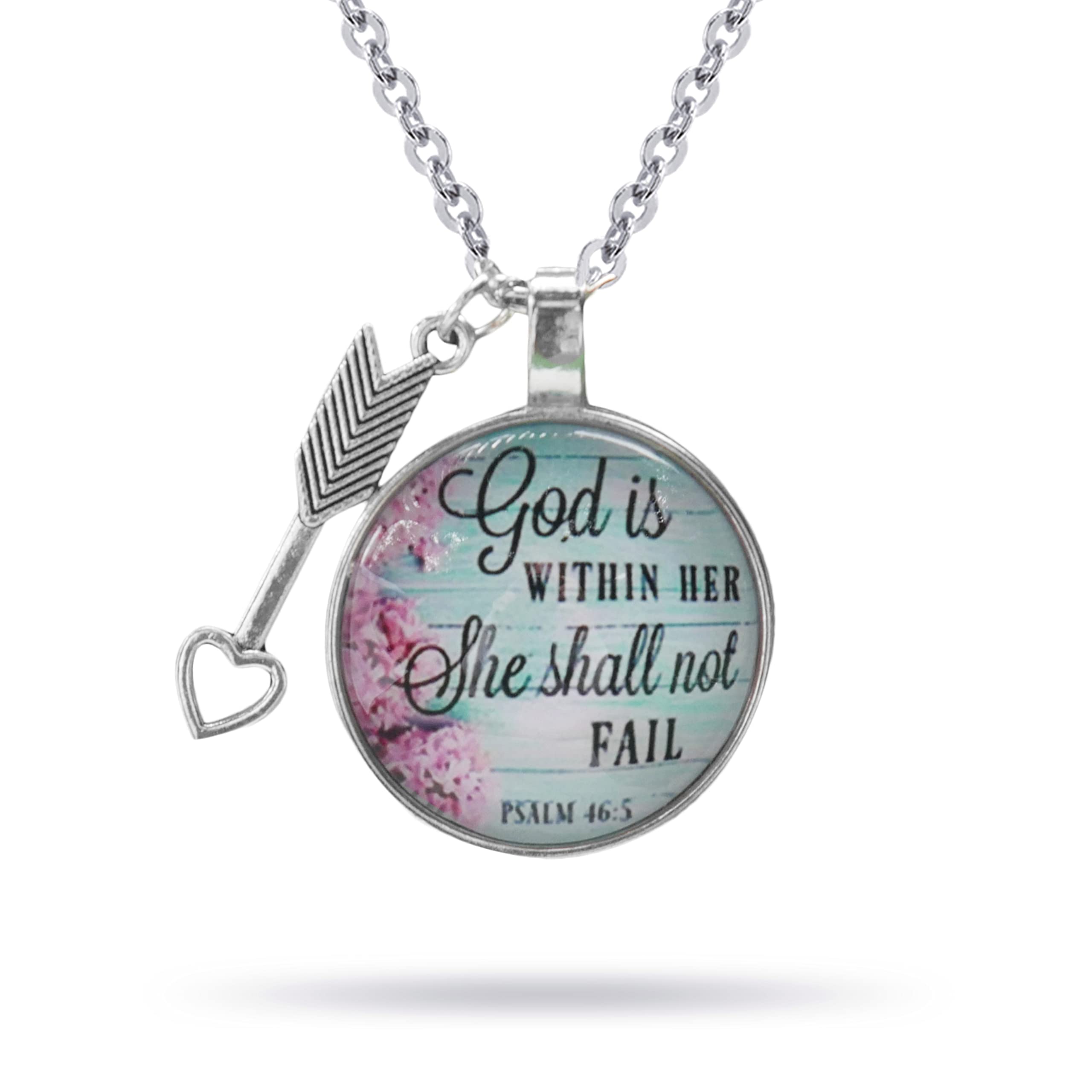 Christian Women's Psalm Pendant Necklace with Arrow - Religious Bible Jewelry for Women of Faith - Easter & Mother's Day Gift - Perfect for Church, Bible Study & Daily Wear