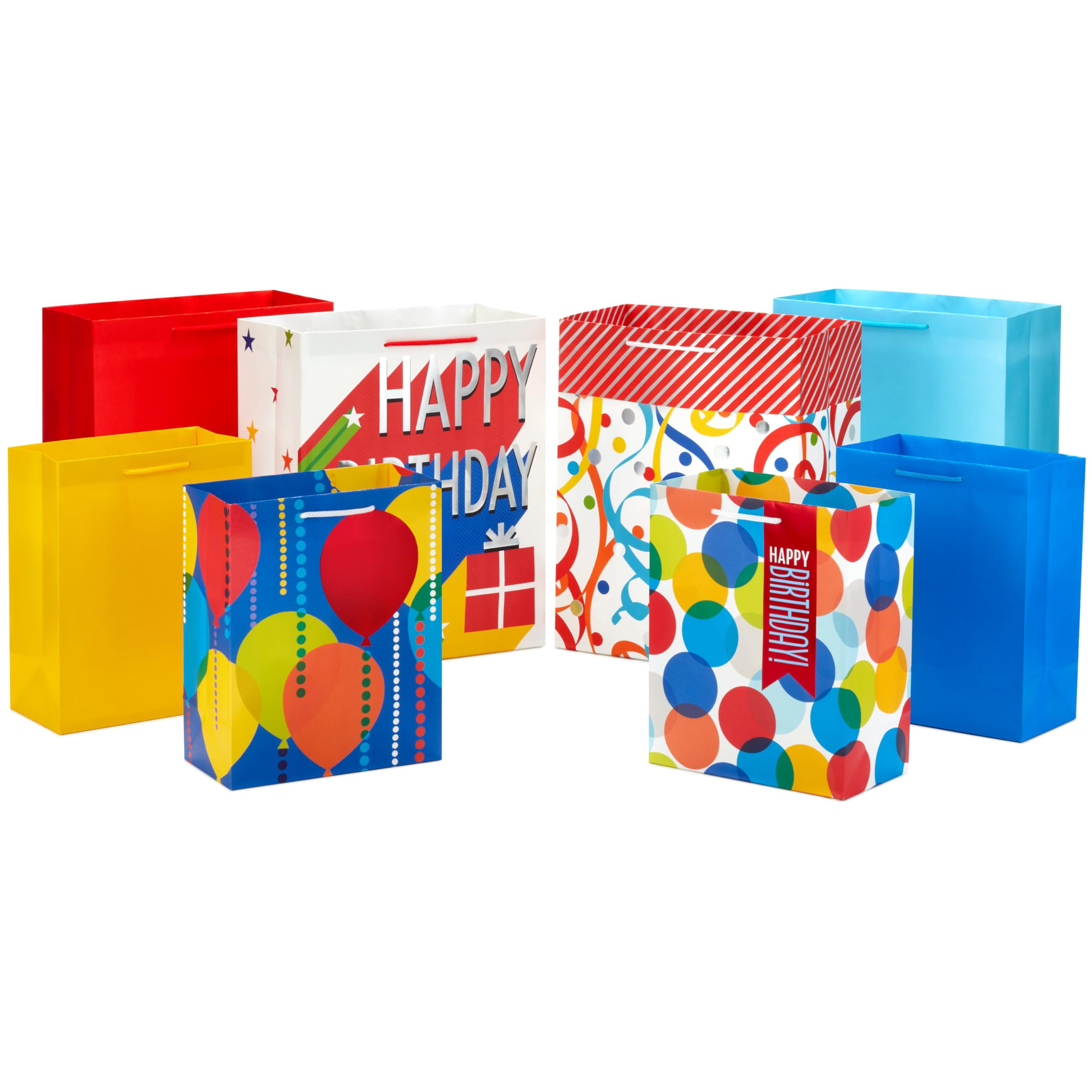 Hallmark Assorted Birthday Gift Bags - 8 Pack (4 Medium 9