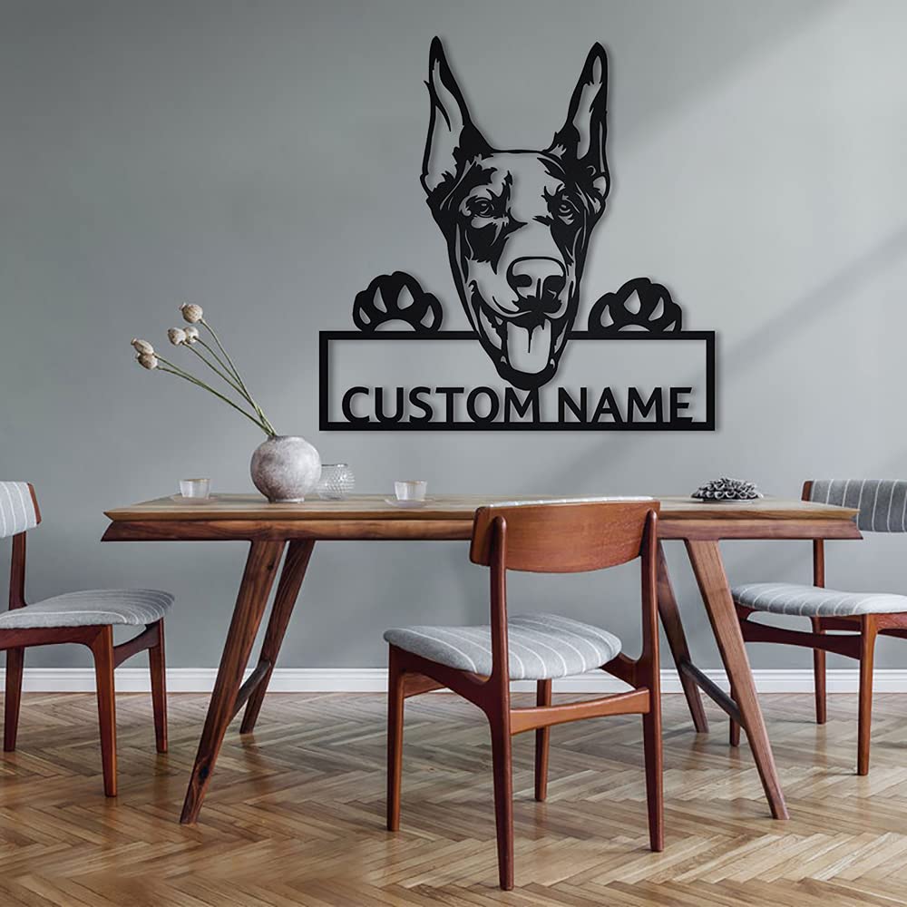 Custom Personalized Doberman Dog Metal Sign Art - Unique Doberman Pet Gift for Dog Lovers - Funny Animal Wall Decor for Home, Office & Kennel