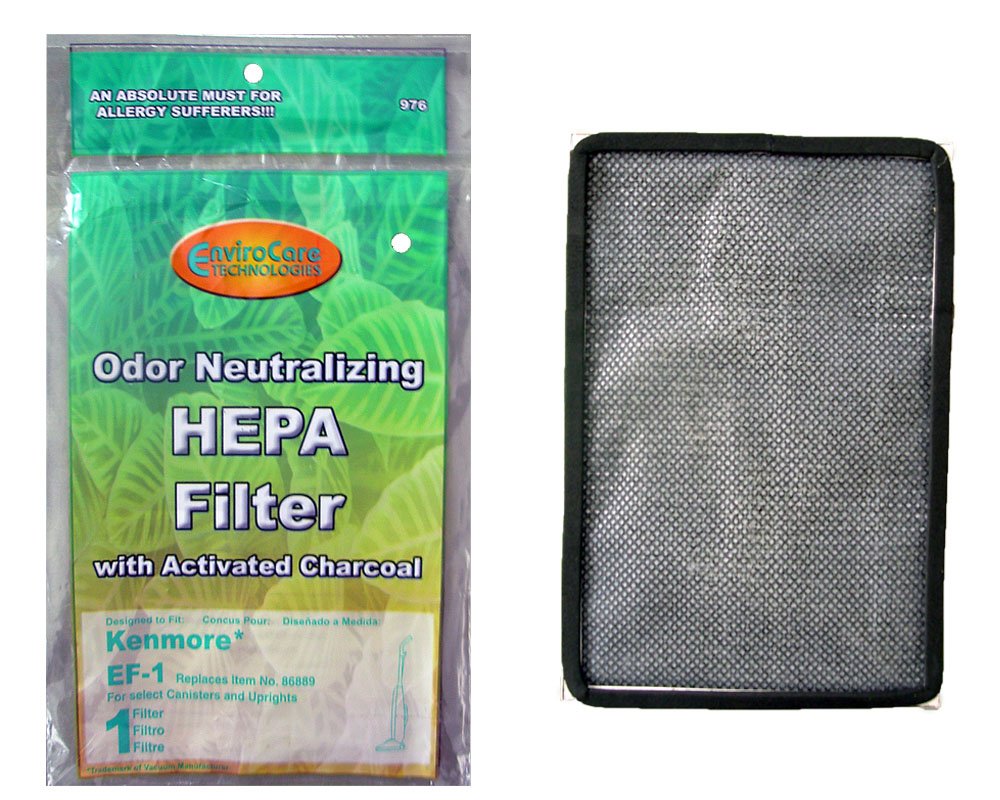 (100) Kenmore Sears EF1 Pleated Vacuum HEPA Filter with Activated Charcoal - Replacement Filter 86899, C368KCNP1, 40324, 02080007000 - Perfect for Allergies, Pet Hair & Dust Removal in Homes & Offices