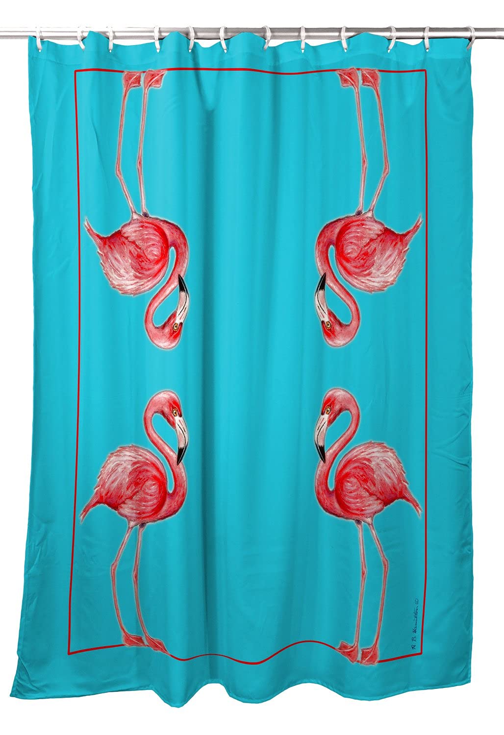 Betsy Drake Flamingo Shower Curtain - Waterproof Bathroom Decor with Tropical Pink Flamingos - Perfect for Beach Theme Bathrooms & Coastal Home Decor