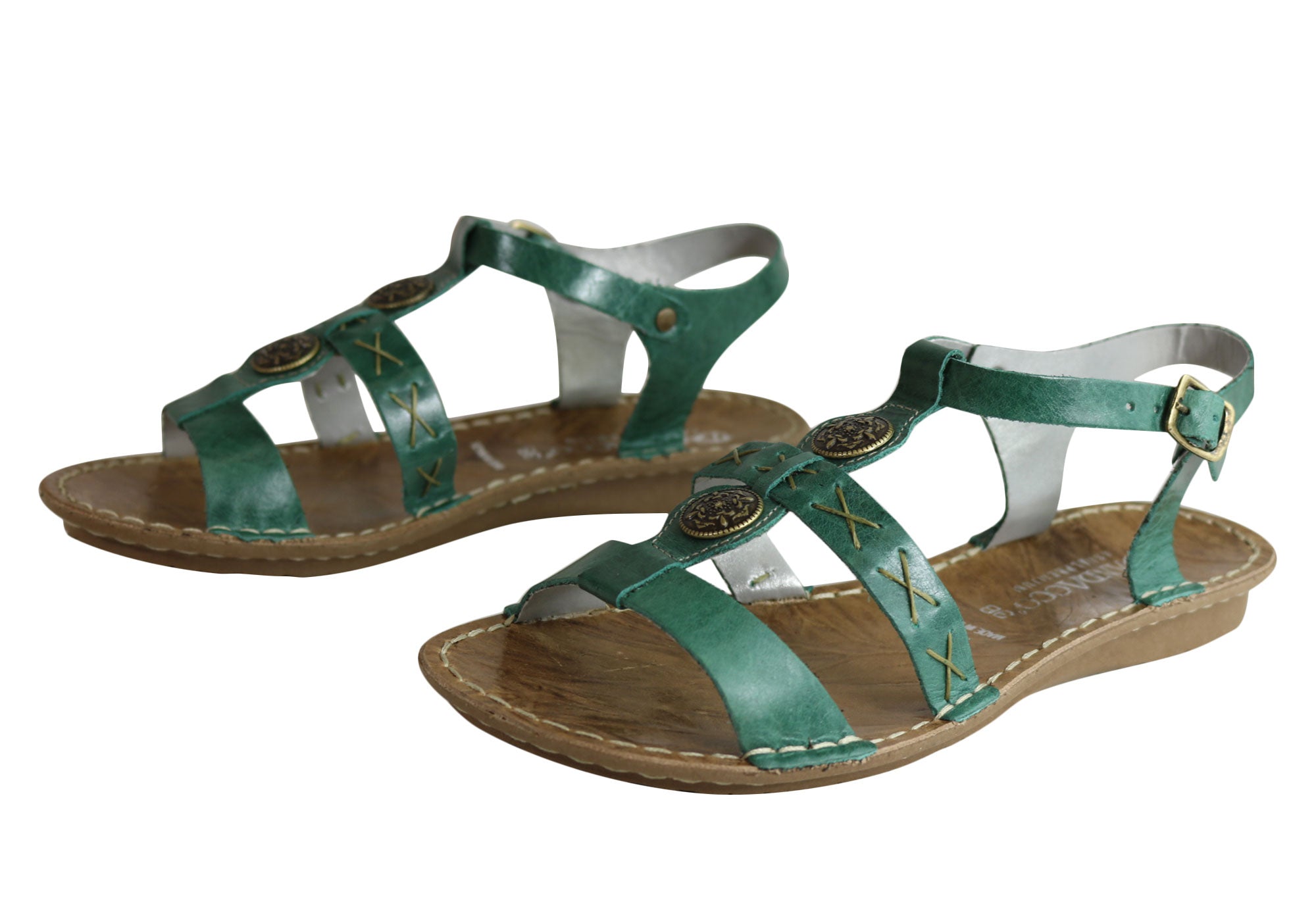 Andacco Madisson Women's Comfort Flat Leather Sandals - Handmade in Brazil - Perfect for Summer, Beach & Casual Outings