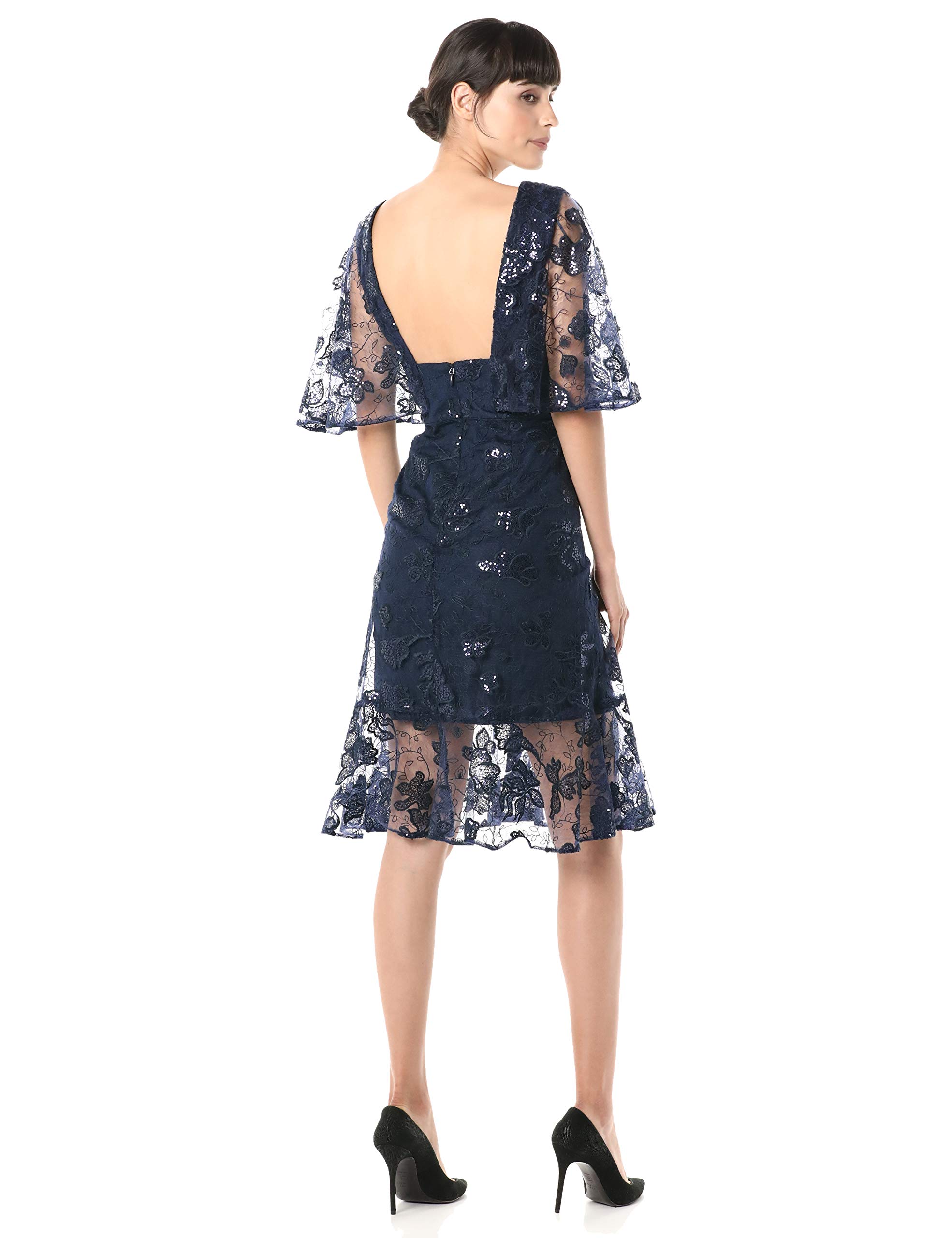 Dress the Population Women's Roseanna Floral Print Wrap Dress - Elegant V-Neck Midi Dress for Wedding Guest & Cocktail Party | Perfect for Summer Events, Date Night & Office Wear