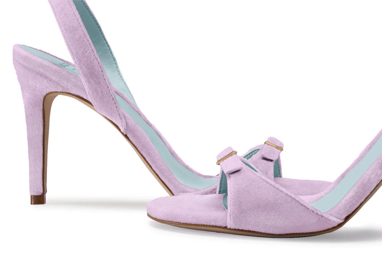 Anna Vegan Velvet Heeled Sandals for Women - Comfortable Lilac Dress Shoes | Perfect for Weddings, Parties & Evening Events