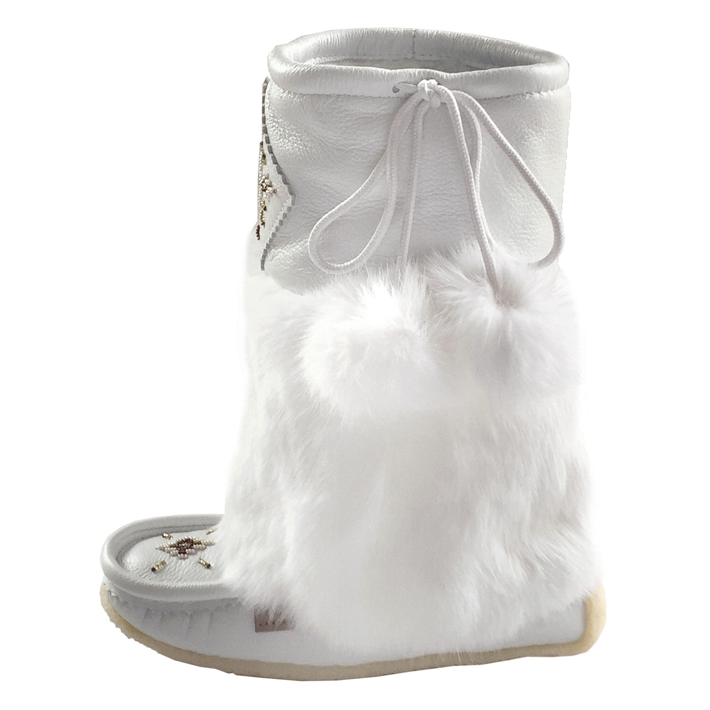 Women's White Mid Calf Rabbit Fur Mukluks - Cozy Winter Boots for Women - Perfect for Snow, Cold Weather & Outdoor Activities