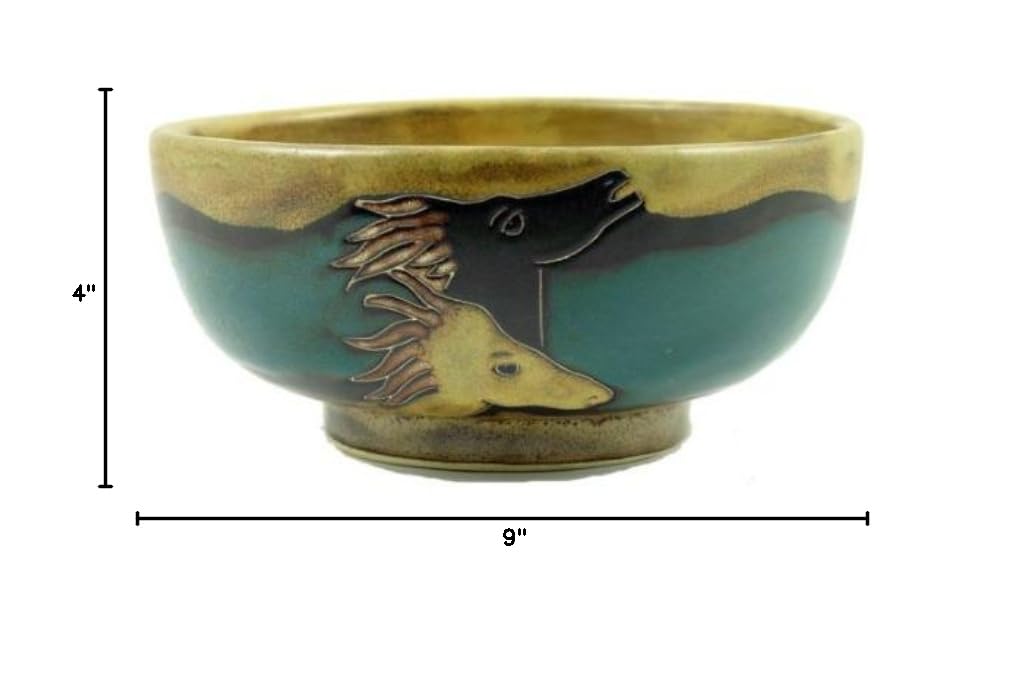 Premium Mara Ceramic Stoneware 72oz Large Serving Bowl - Handcrafted Horses Design for Soups, Salads & Pasta | Farmhouse Kitchen Decor & Dinner Party Entertaining