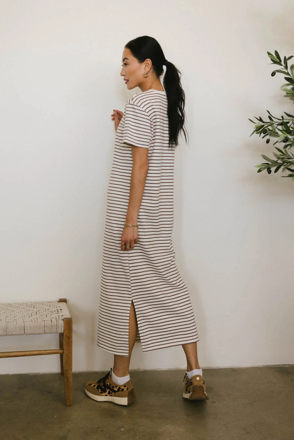 Hudson Striped T-Shirt Dress in Cream | Women's Casual Summer Dress | Perfect for Beach, Brunch & Everyday Wear | FINAL SALE