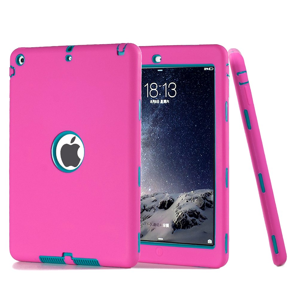 ZERMU 3-in-1 Heavy Duty Shockproof Rugged Case for iPad Air/iPad 5 - Silicone + Hard PC Bumper with High-Impact Protection, Full Body Armor Defender Cover | Perfect for Outdoor, Travel & Daily Use