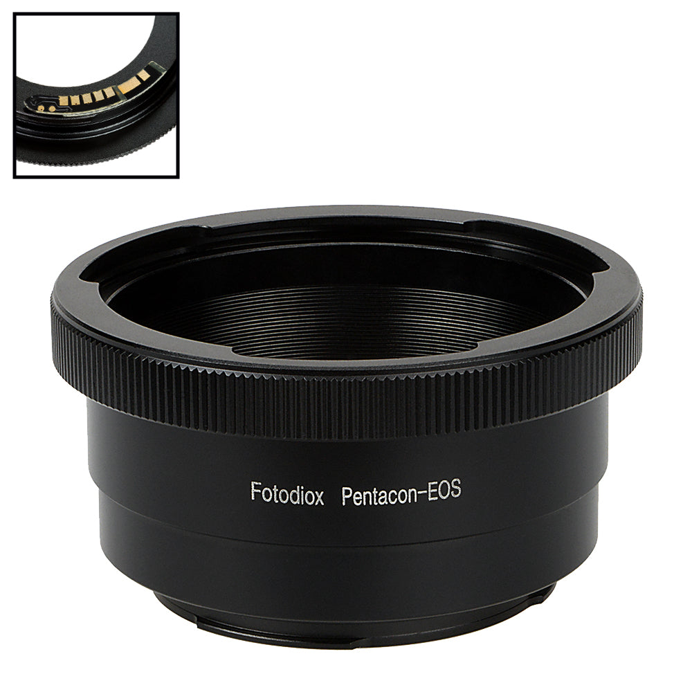 Fotodiox Lens Mount Adapter - Pentacon 6 (Kiev 66) to Canon EOS EF/EF-S with v10 Focus Chip - Compatible with DSLR Cameras for Professional Photography & Videography