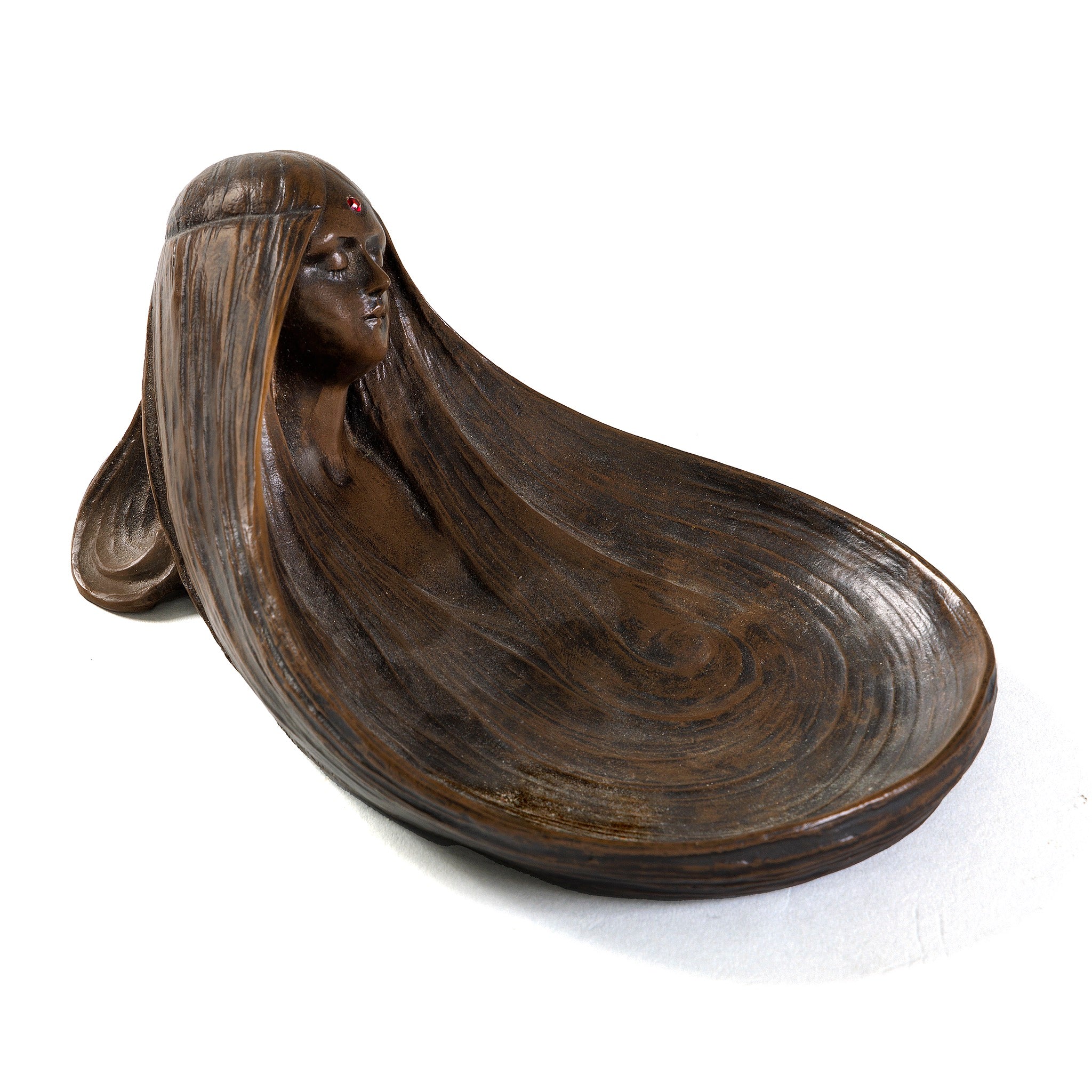 Gustav Gurschner Symbolist Reverie Bronze Pin Tray - Vintage Art Nouveau Jewelry Dish for Rings & Brooches - Perfect for Vanity Dresser & Gift Giving