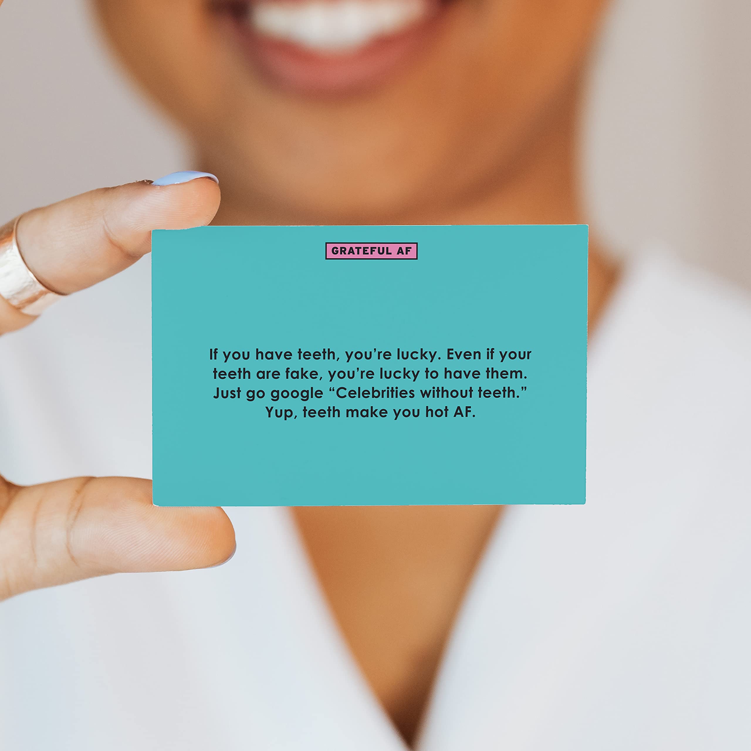 Knock Knock Grateful AF Deck - 50 Inspirational Gratitude Cards for Daily Affirmations & Positive Thinking | Perfect for Journaling, Self-Care Routines, and Mindfulness Practices