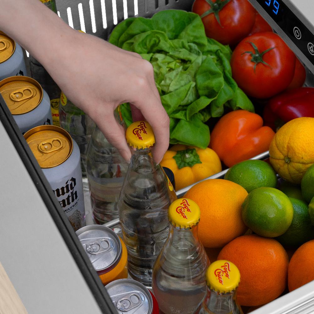 ZLINE 24 Inch Stainless Steel Outdoor Rated Dual Refrigerator Drawer - Panel Ready Doors (RDSPO 24) - Perfect for Outdoor Kitchens, Patio Bars & Entertaining Areas