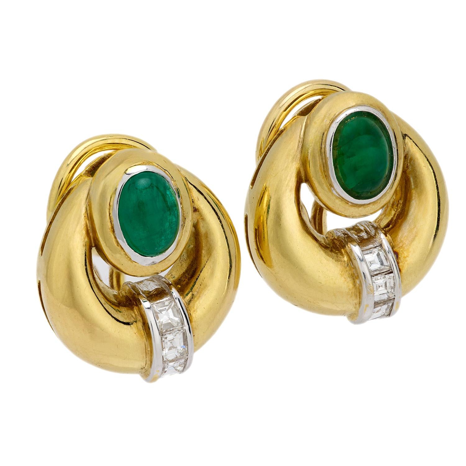 18K Gold Emerald and Diamond Earrings for Women – Elegant Dangle Drop Earrings for Weddings, Parties & Special Occasions