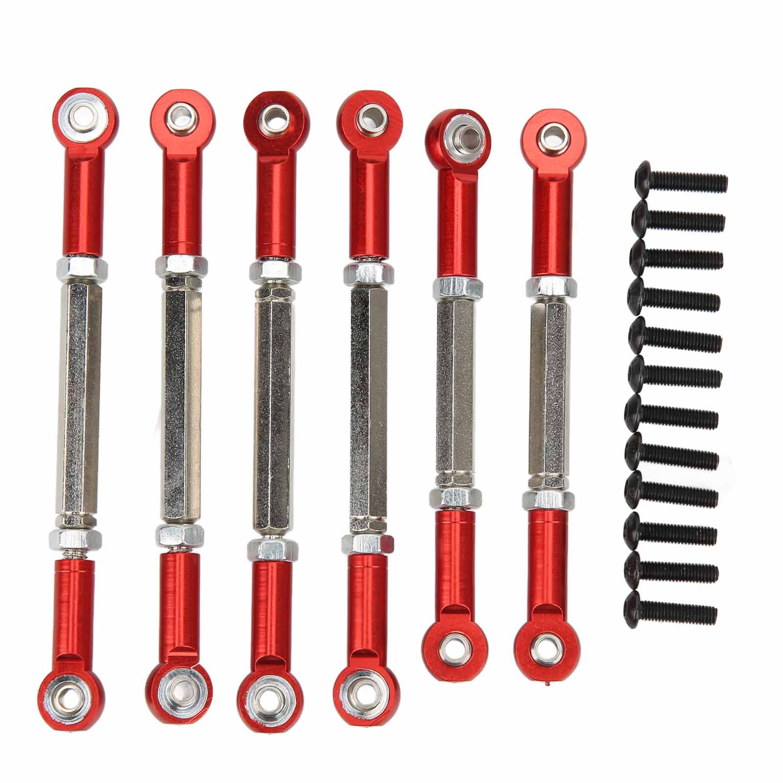 Dilwe 6pcs High Strength Metal RC Car Tie Rod Set - 93mm Shock Absorption, Wear Resistant for ECX 2WD 1/10 RC (Red/Blue) - Perfect for Off-Road Racing & RC Car Upgrades