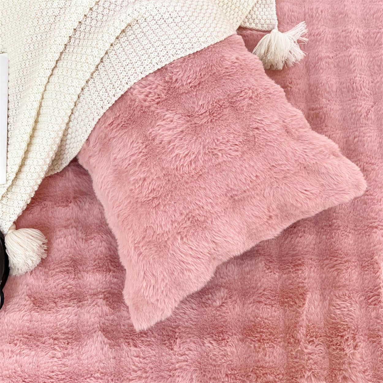 Luxury Super Soft Faux Rabbit Fur Body Pillow Cover - 19