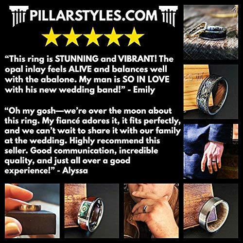 14K Yellow Gold & Black Tungsten Wedding Band for Men - 8mm Comfort Fit Ring with Beveled Edges & Golden Groove - Unique Anniversary Gift for Him (Perfect for Weddings, Engagements & Special Occasions)