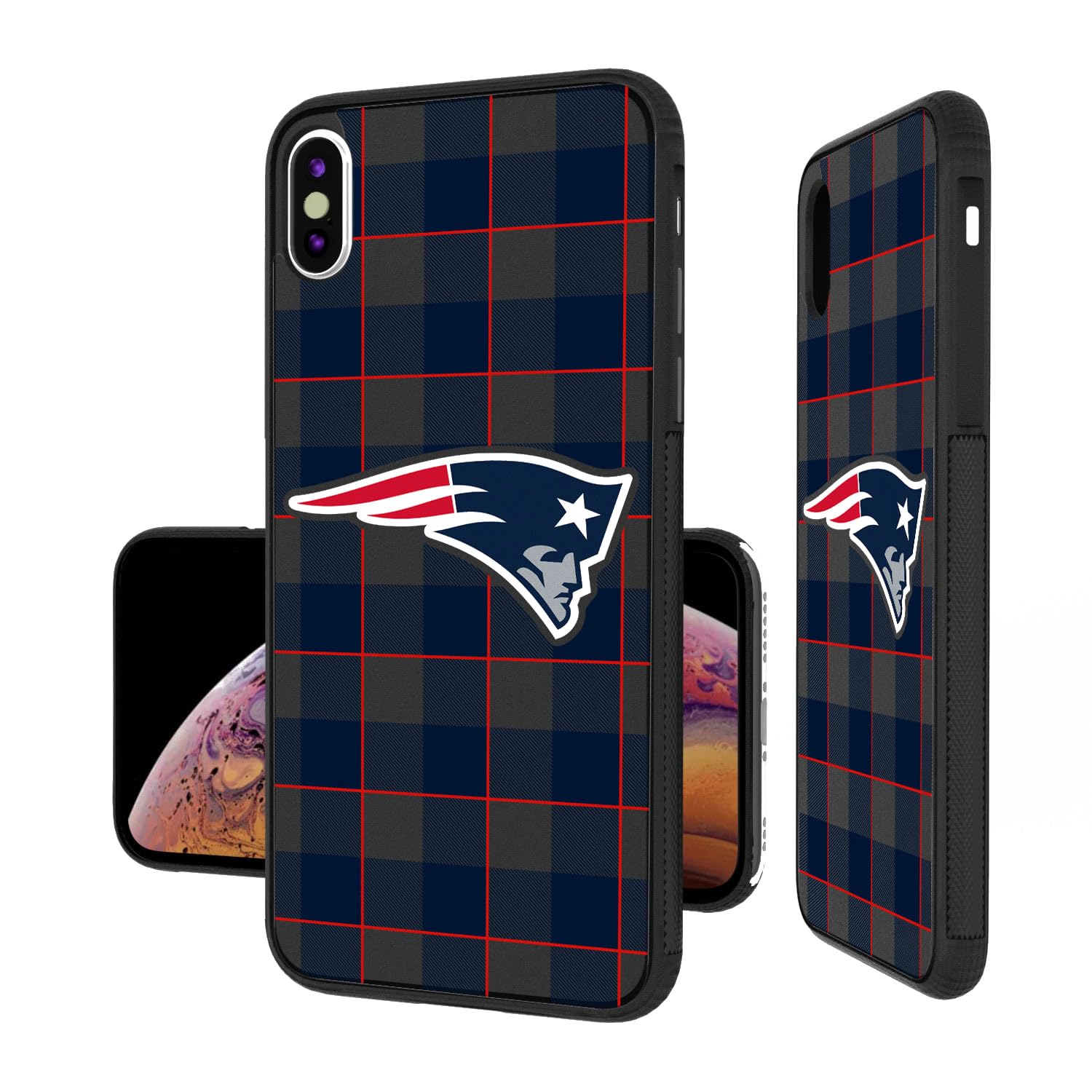 New England Patriots iPhone Case - Plaid Design Bumper Cover for iPhone 13/14/15 Pro Max - Protective Shockproof Phone Case for Football Fans & Sports Enthusiasts - Perfect for Game Day, Tailgating & Patriots Pride