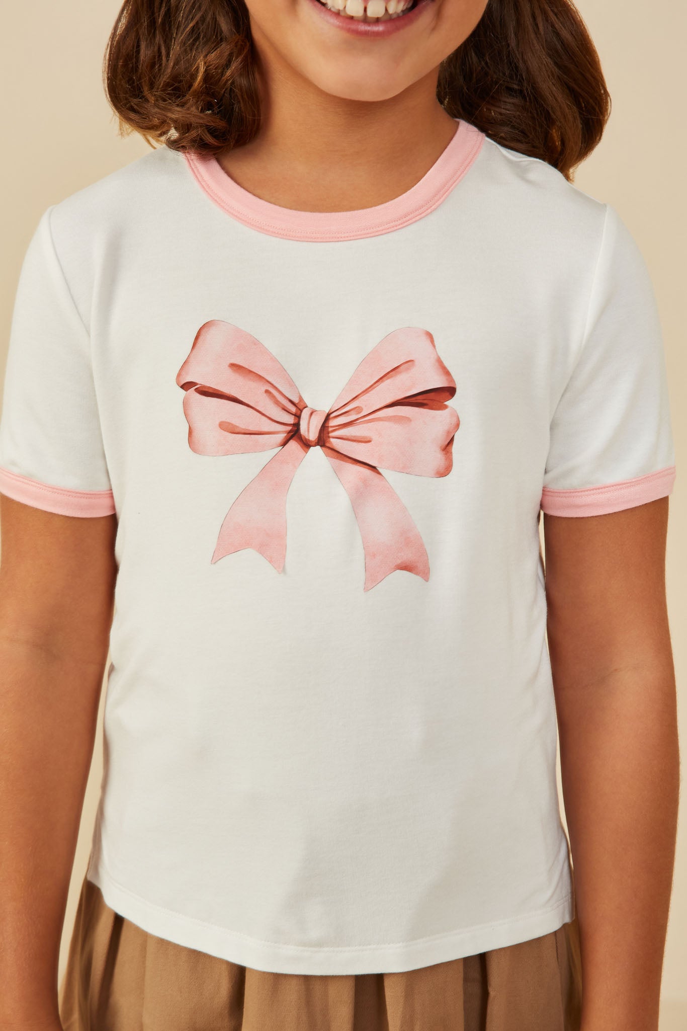 Vintage Ribbon Printed Ringer T-Shirt for Women - Retro Graphic Tee with Contrast Sleeves | Casual Outfit, Music Festival, Streetwear Fashion