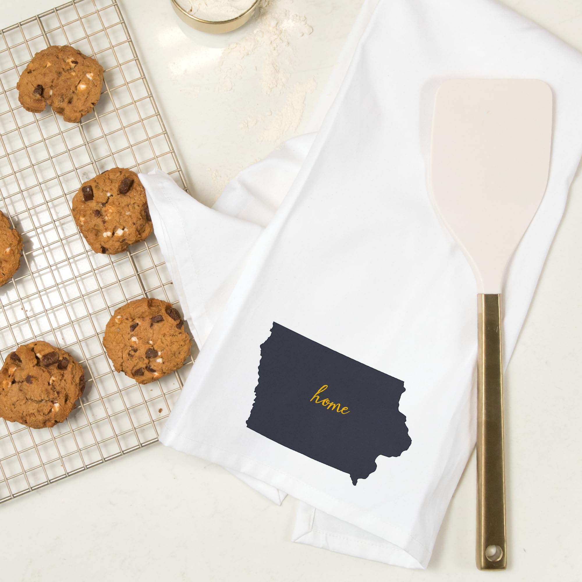 Lantern Press Iowa Home State Gray on White 100% Cotton Tea Towel - Decorative Hand Towel for Kitchen, Bathroom & Home Decor - Perfect for Gifts, Dish Drying & Farmhouse Style Decor