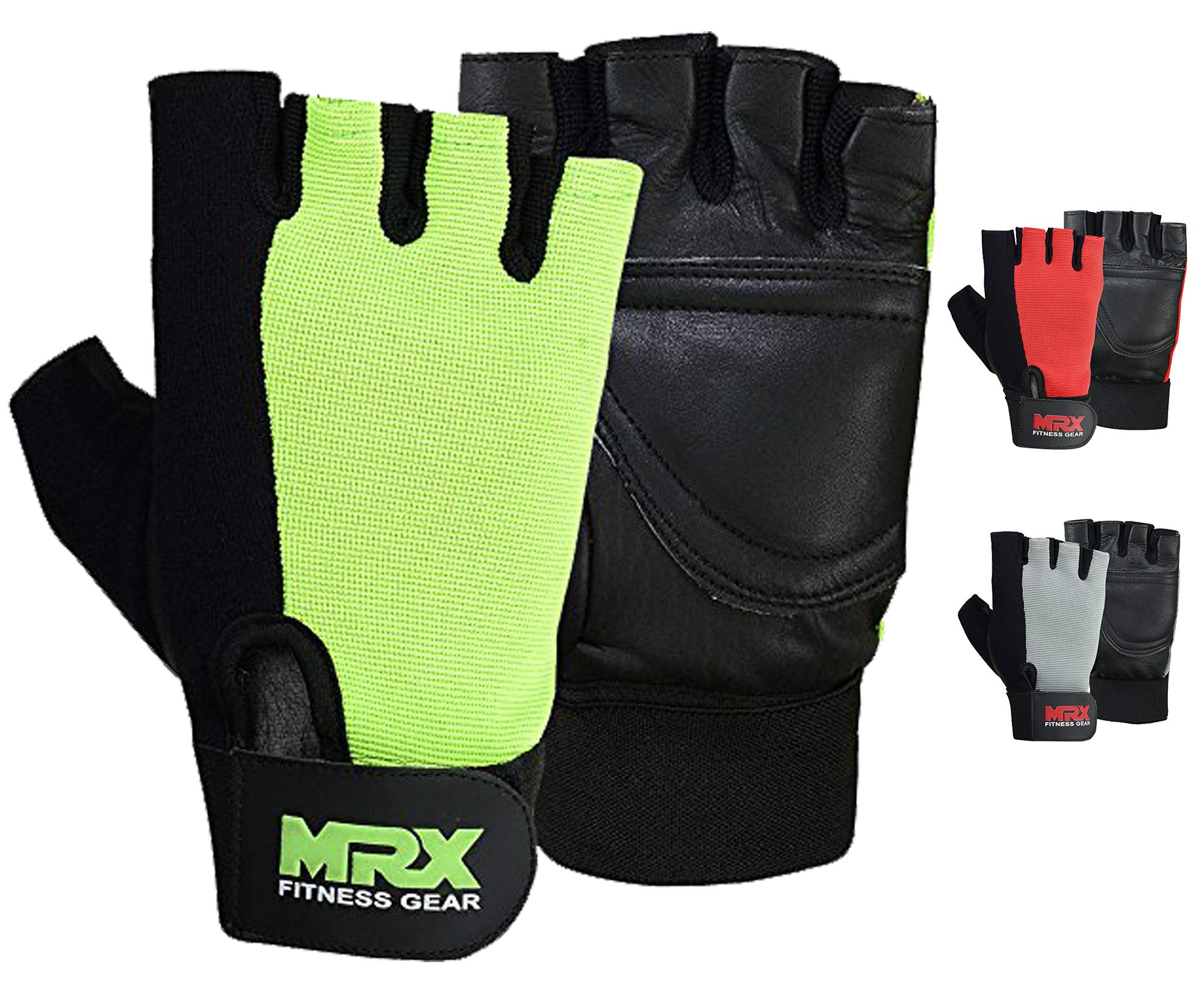 MRX BOXING & FITNESS Leather Weight Lifting Gloves with Wrist Support - Gym Training Gloves for Boxing, CrossFit & Workout - Perfect for Strength Training & Fitness Enthusiasts