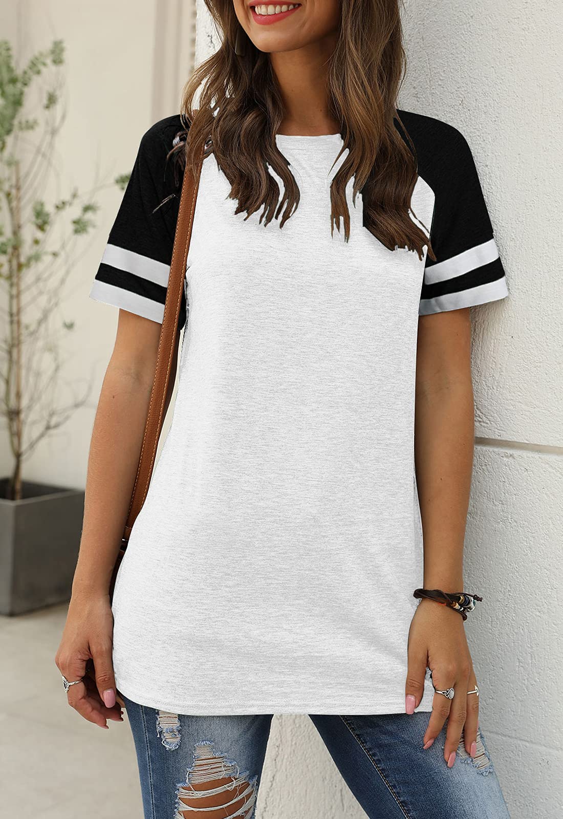 Adibosy Women's Summer Casual Short Sleeve Striped Tunic Top - Crew Neck Tee Shirt Blouse for Women | Perfect for Beach, Vacation & Everyday Wear