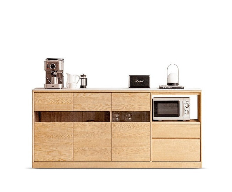 Modern Oak Solid Wood Sideboard Buffet Cabinet - Stylish Storage for Dining Room, Living Room & Entryway