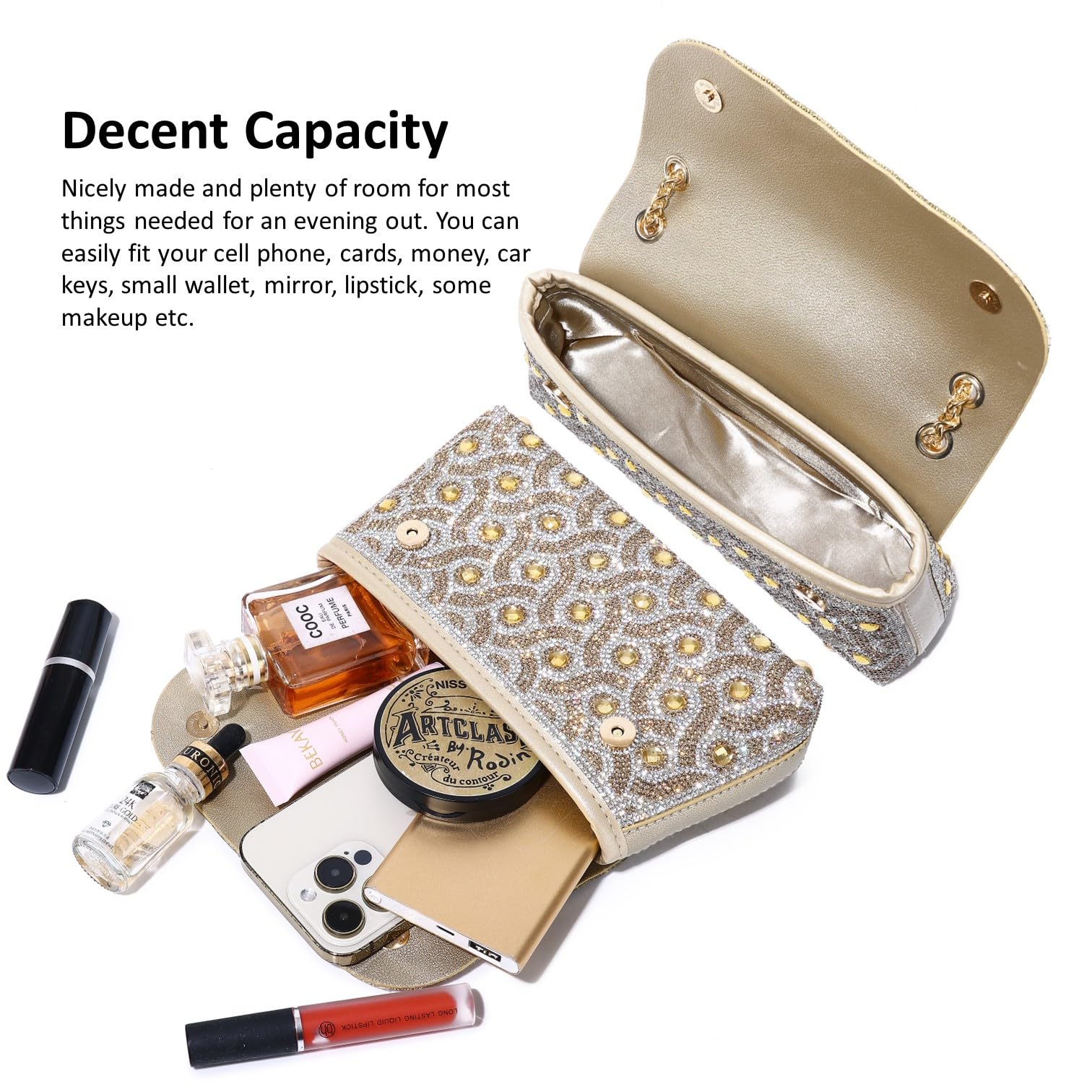 Sparkling Crystal Evening Shoulder Bag for Women - Elegant Crossbody Clutch Purse for Cocktail, Prom, Party & Wedding | Perfect for Date Nights, Formal Events & Special Occasions