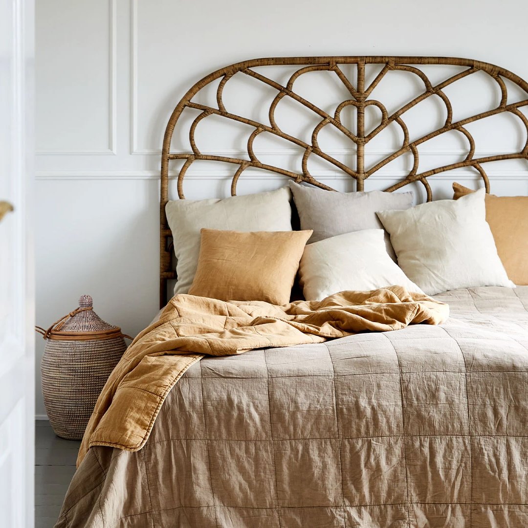 Sika Design Celia Headboard - Modern Rattan Bed Headboard for Bedroom Decor, Boho Style, Queen Size | Perfect for Master Bedroom, Guest Room, and Airbnb Styling