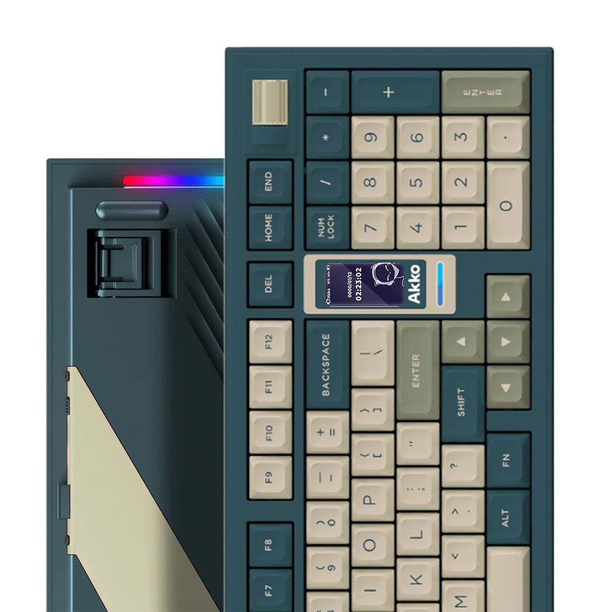 Akko 5098B Ink Green Compact 1800 LCD RGB Wireless Mechanical Keyboard with Ice Cream Pink Switches - Perfect for Gaming, Typing & Office Work