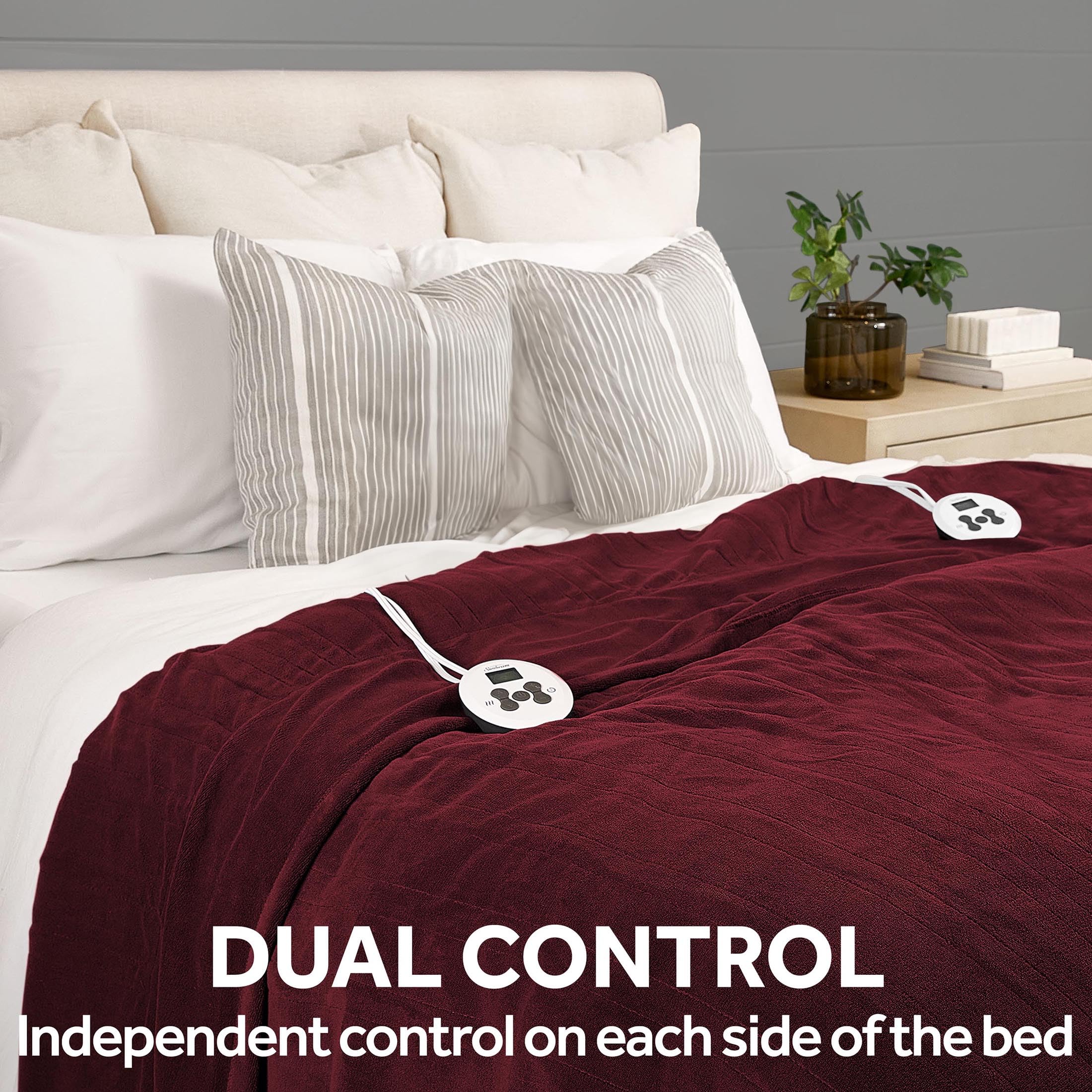 Sunbeam Royal Luxe Cabernet Heated Blanket King Size - Ultra Soft Electric Warming Blanket for Winter, Perfect for Bed, Couch & Home Use