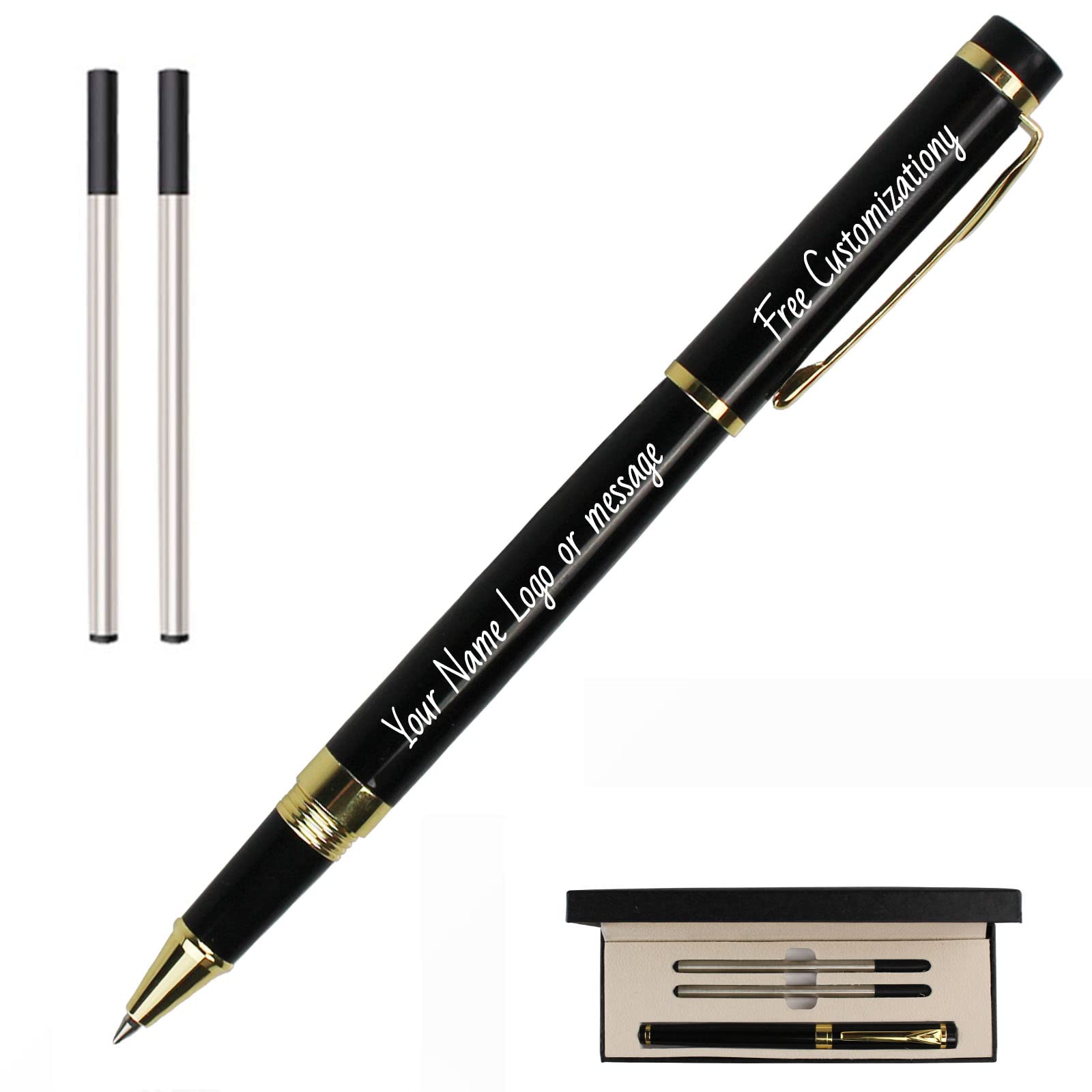 Custom Engraved Personalized Pens with Name - Luxury Metal Ballpoint Pen for Business or Gifts - Black Ink Refill - Perfect for Corporate Events, Graduation Gifts & Office Supplies