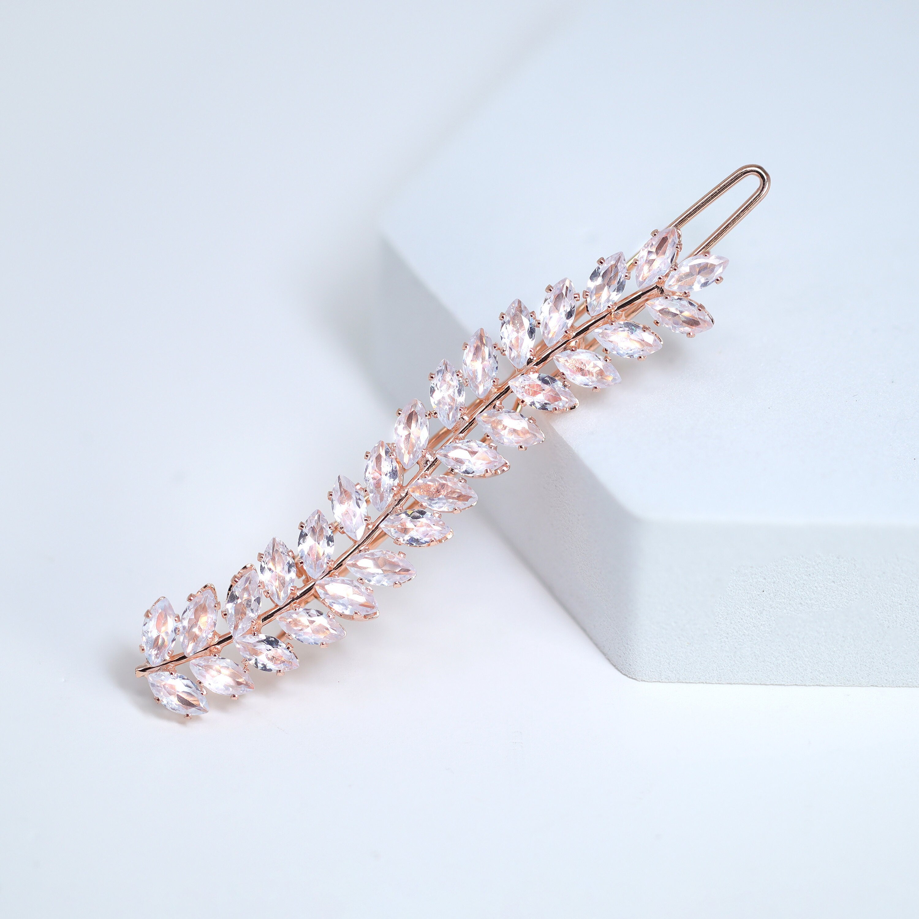 Elegant Fallen Leaves CZ Crystal Hair Clip – Bridal Hair Accessories for Weddings, Bridesmaid Gifts & Special Occasions – Perfect for Bridal Updos, Prom, and Formal Events