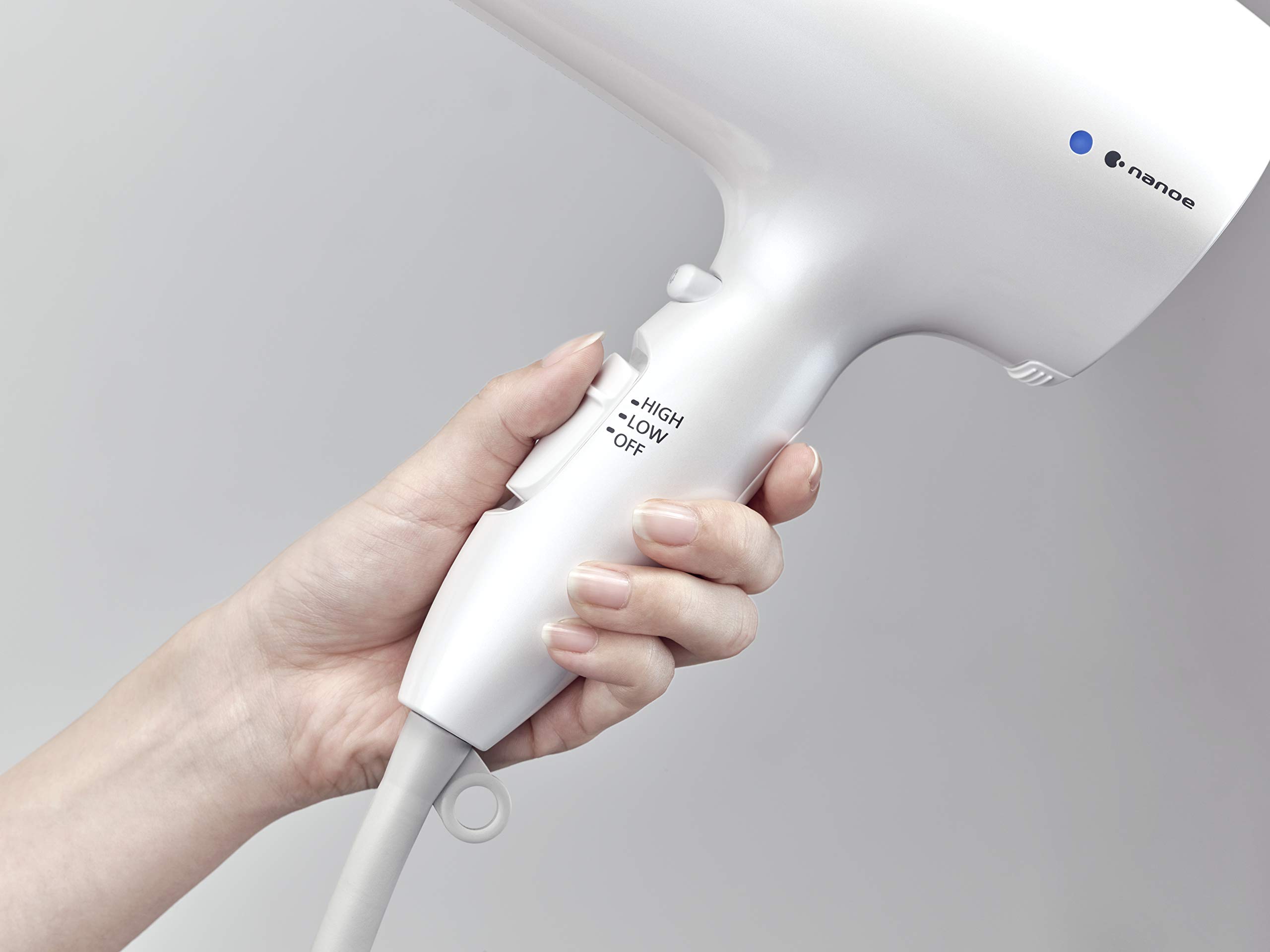 Panasonic Nanoe Hair Dryer EH-NA67-W - Salon Quality Blow Dryer with Oscillating QuickDry Nozzle, Diffuser & Concentrator Attachments, 3 Heat & Speed Settings for Fast Drying & Healthy Hair - Perfect for Home & Professional Styling (White)