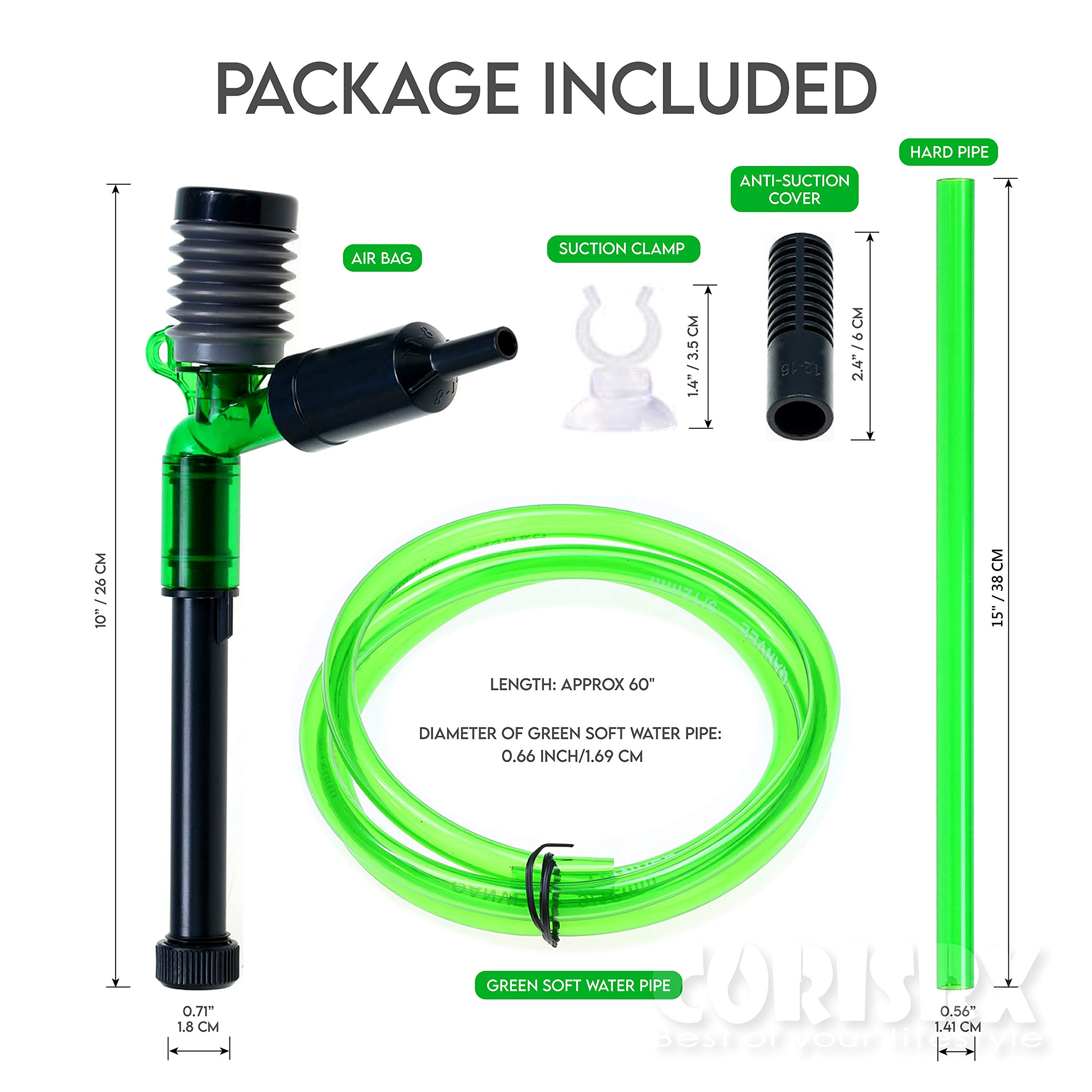 Corisrx 4-in-1 Aquarium Gravel Cleaner - 5ft Hose for Easy Tank Cleaning & Water Changes
