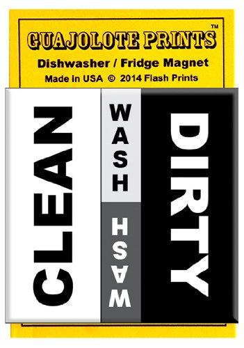 Dishwasher Magnet Clean Dirty Sign - Strong & Durable Magnetic Indicator for Dishwashers (Black & White Wash Design) - Perfect for Kitchen Organization & Dishwasher Status Notification