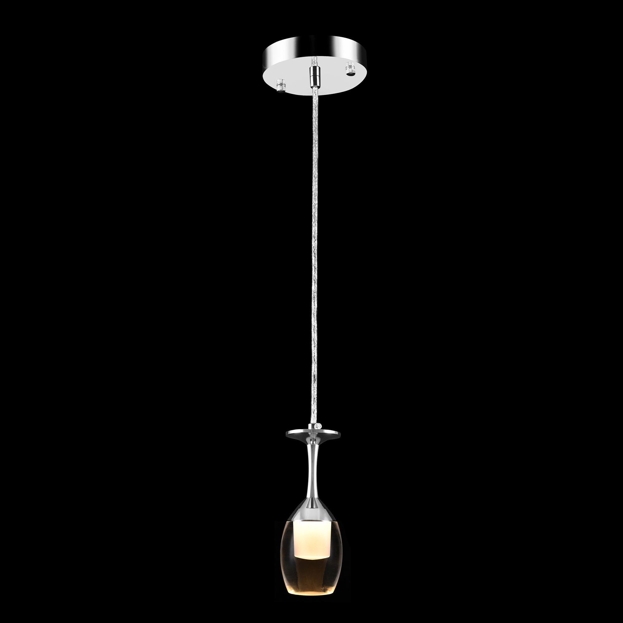 Bacchus Clear Acrylic Red Wine Glass Shaped Smart RGB Pendant Light - Modern LED Hanging Lamp for Dining Room, Bar, and Home Decor