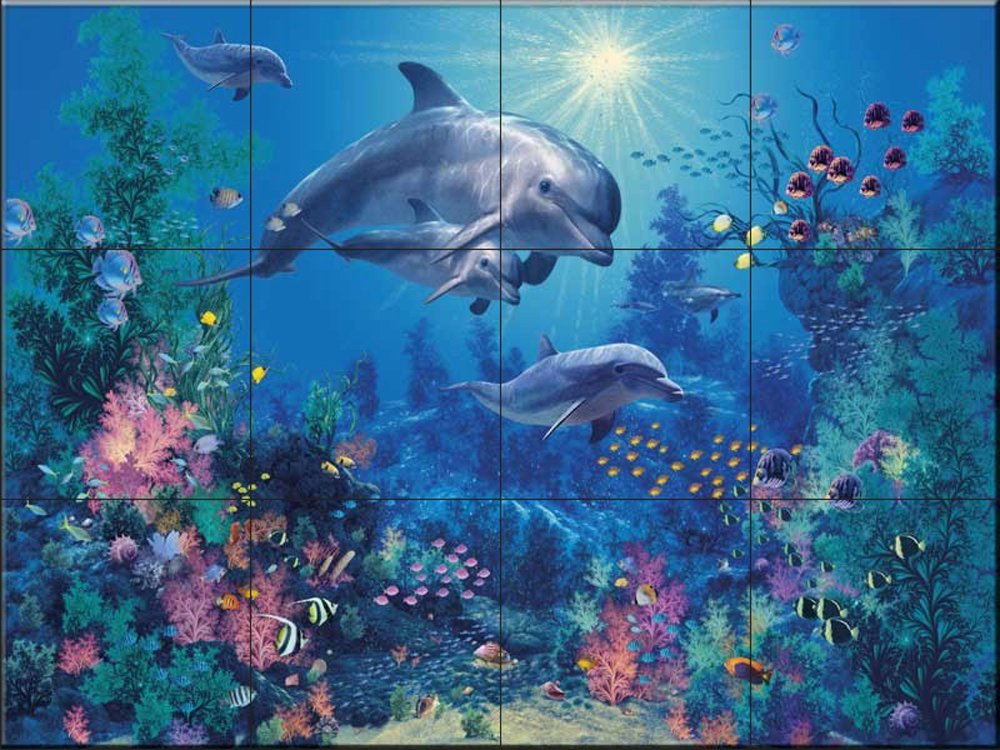 Hand-Painted Ceramic Tile Mural 'The Family' by Steve Read - Perfect for Kitchen Backsplash, Bathroom Wall Decor & Living Room Accent