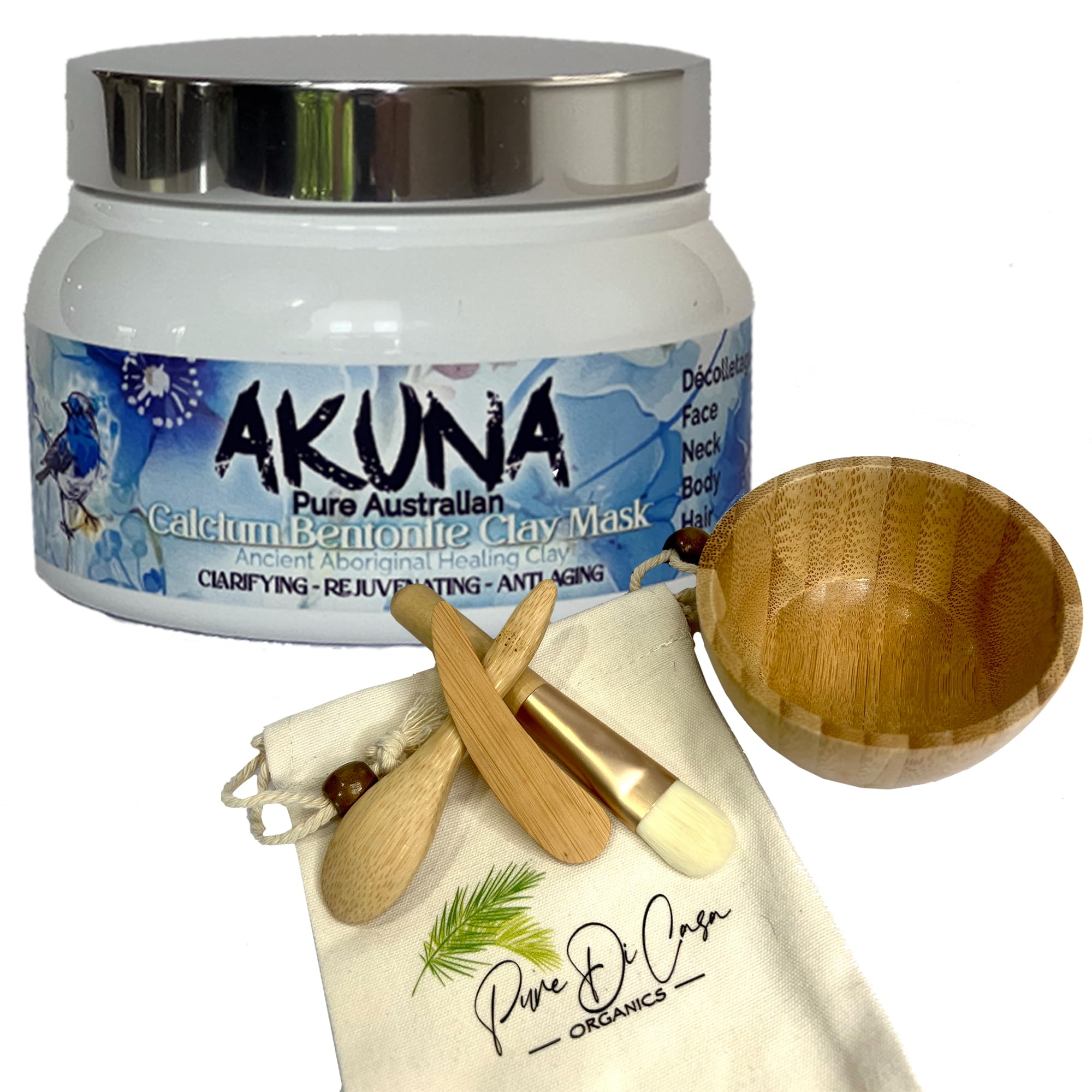 AKUNA Ancient Australian Healing Clay - 100% Pure Calcium Bentonite Clay Mask Powder for Detox, Anti-Aging & Blackhead Removal | Deep Cleansing Facial Treatment for Acne, Wrinkles & Blemish Control | Perfect for Spa Days & At-Home Skincare Routines