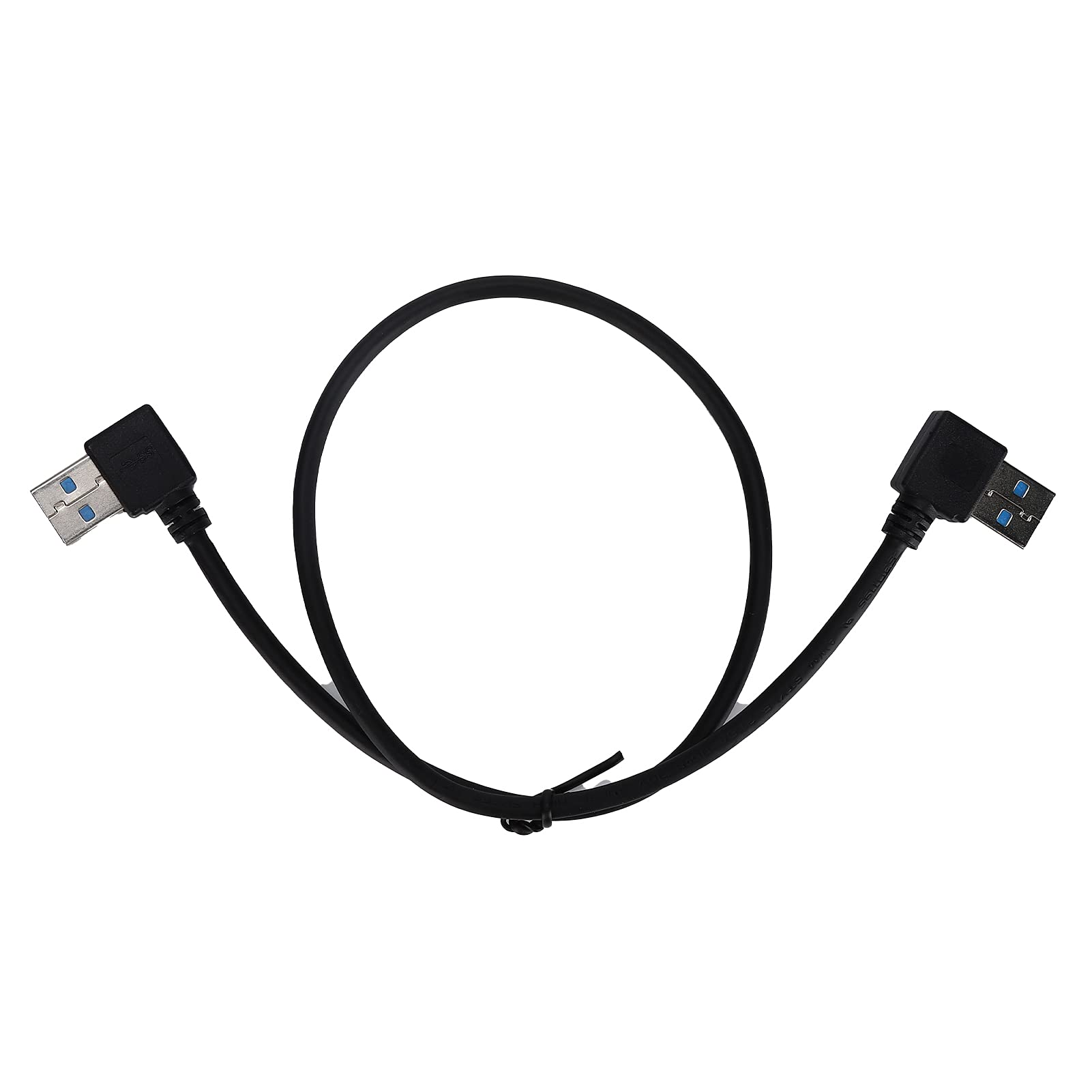 Heayzoki USB 3.0 Right Angle Cable - 90 Degree Left Angle Male to Right Angle Elbow Adapter - Fast Data Transfer Speed (50cm/1.6ft) - Perfect for Laptops, Gaming Consoles & Tight Spaces