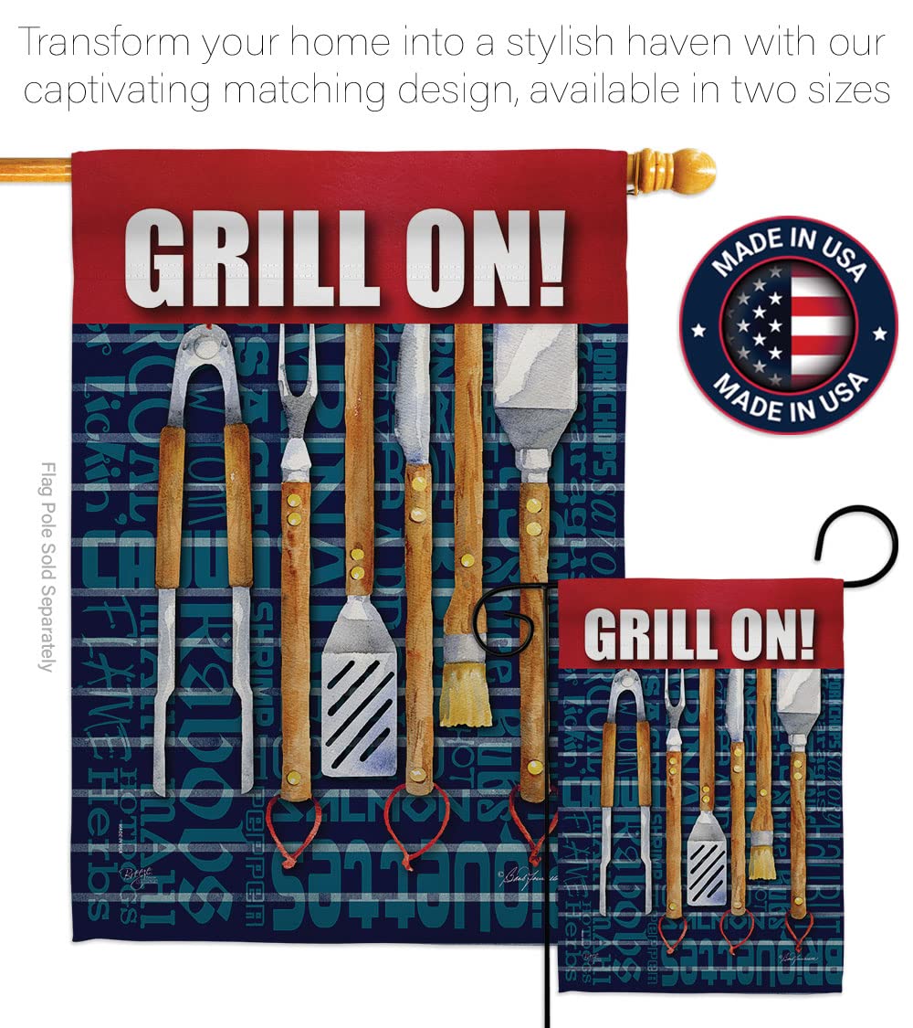 Summer Fun Grill House Flag Set 28x40in w/Flagpole - Outdoor Decor
