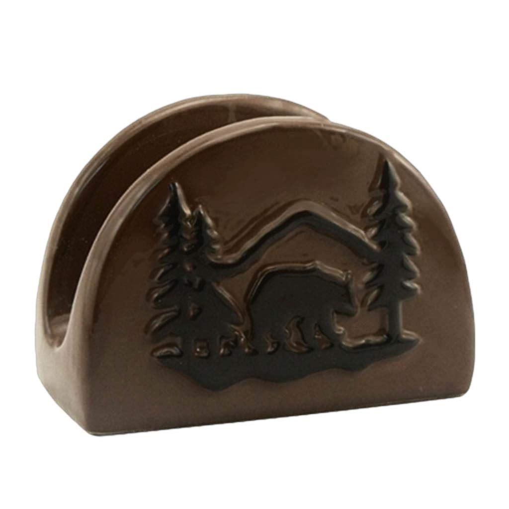 Wilderness Black Bear Ceramic Napkin Holder - Rustic Home Decor for Kitchen, Dining Table, Cabin & Camping - Perfect for Picnics, Parties & Outdoor Adventures