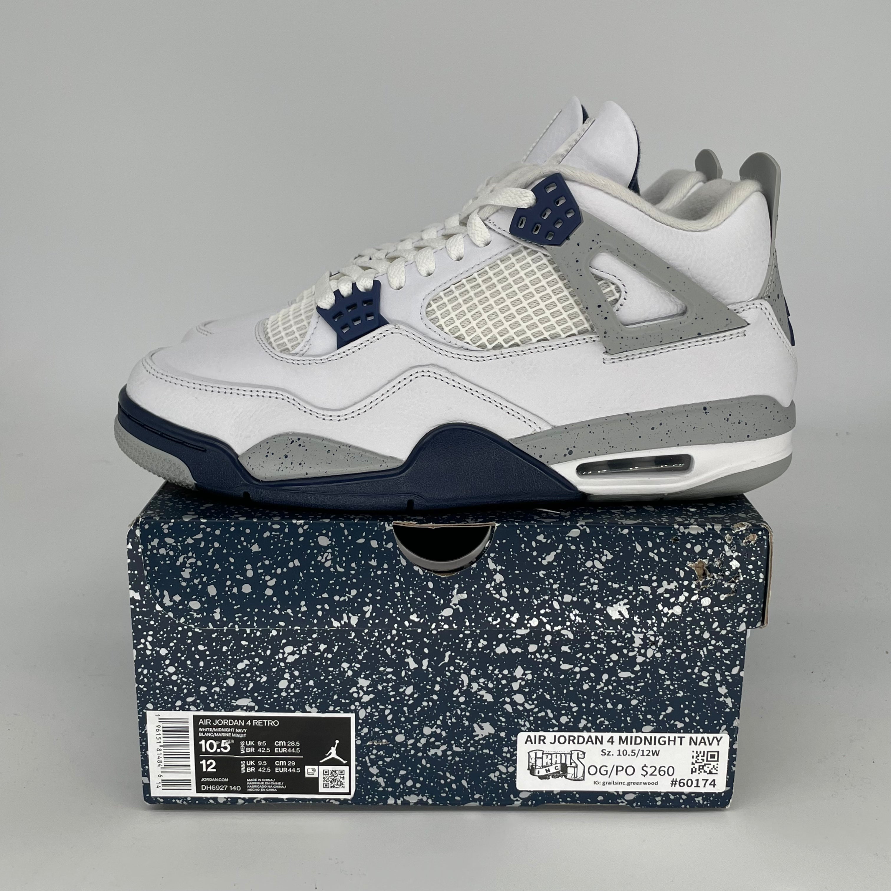 AIR JORDAN 4 Retro Midnight Navy Men's Basketball Shoes Size 10.5/12W (DH6927-140) - Perfect for Streetwear & Court Performance