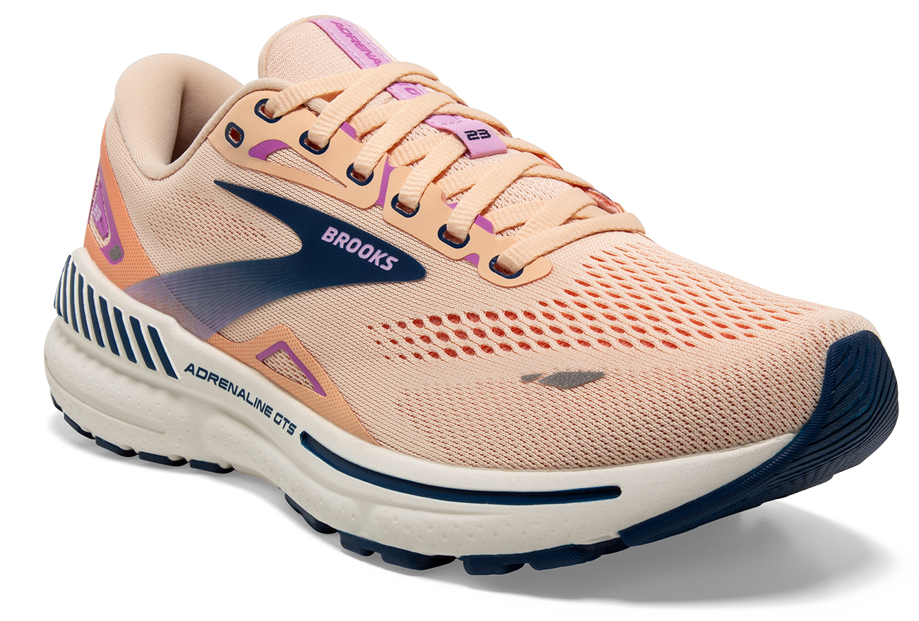 Women's Adrenaline GTS 23 Running Shoes - Breathable Mesh, Cushioned Support for Women (Apricot/Estate Blue/Orchid) | Perfect for Jogging, Gym Workouts & Daily Walking