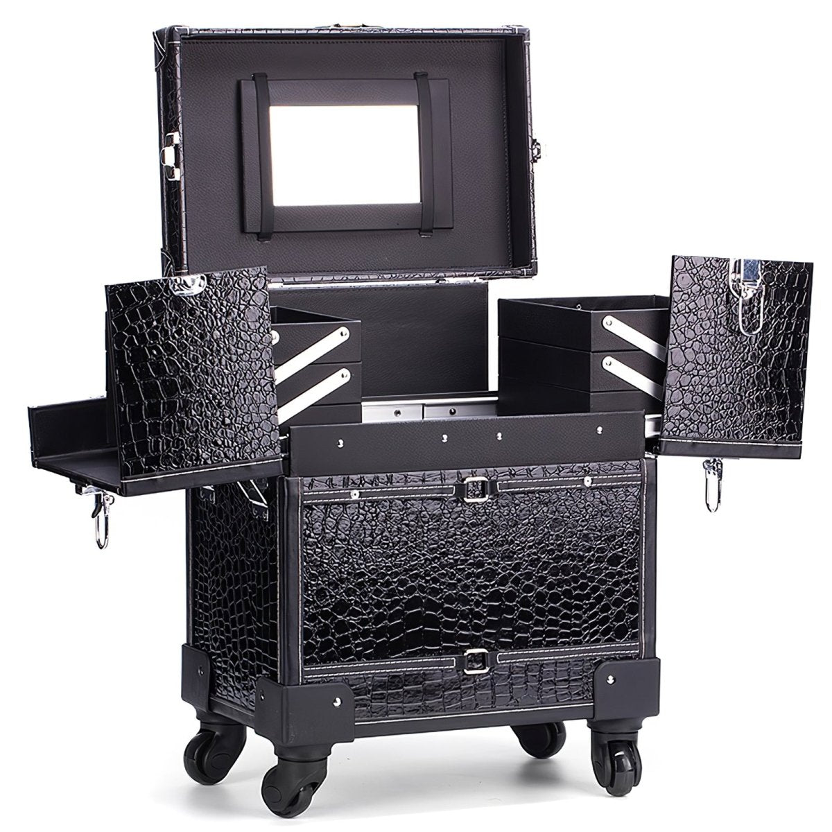 Professional Aluminum Cosmetic Makeup Trolley Case - Portable Beauty Organizer for Makeup Artists & Salon Professionals - Perfect for Travel, Salon Storage & Mobile Makeup Services